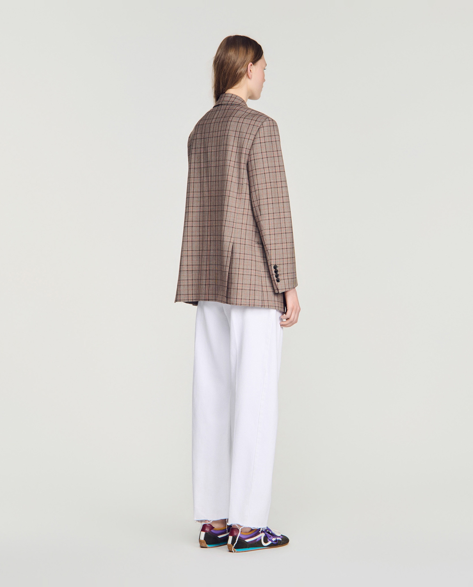 Blazer sastre de mujer de cuadros y corte ancho - Sandro - Marrón Marrón-2