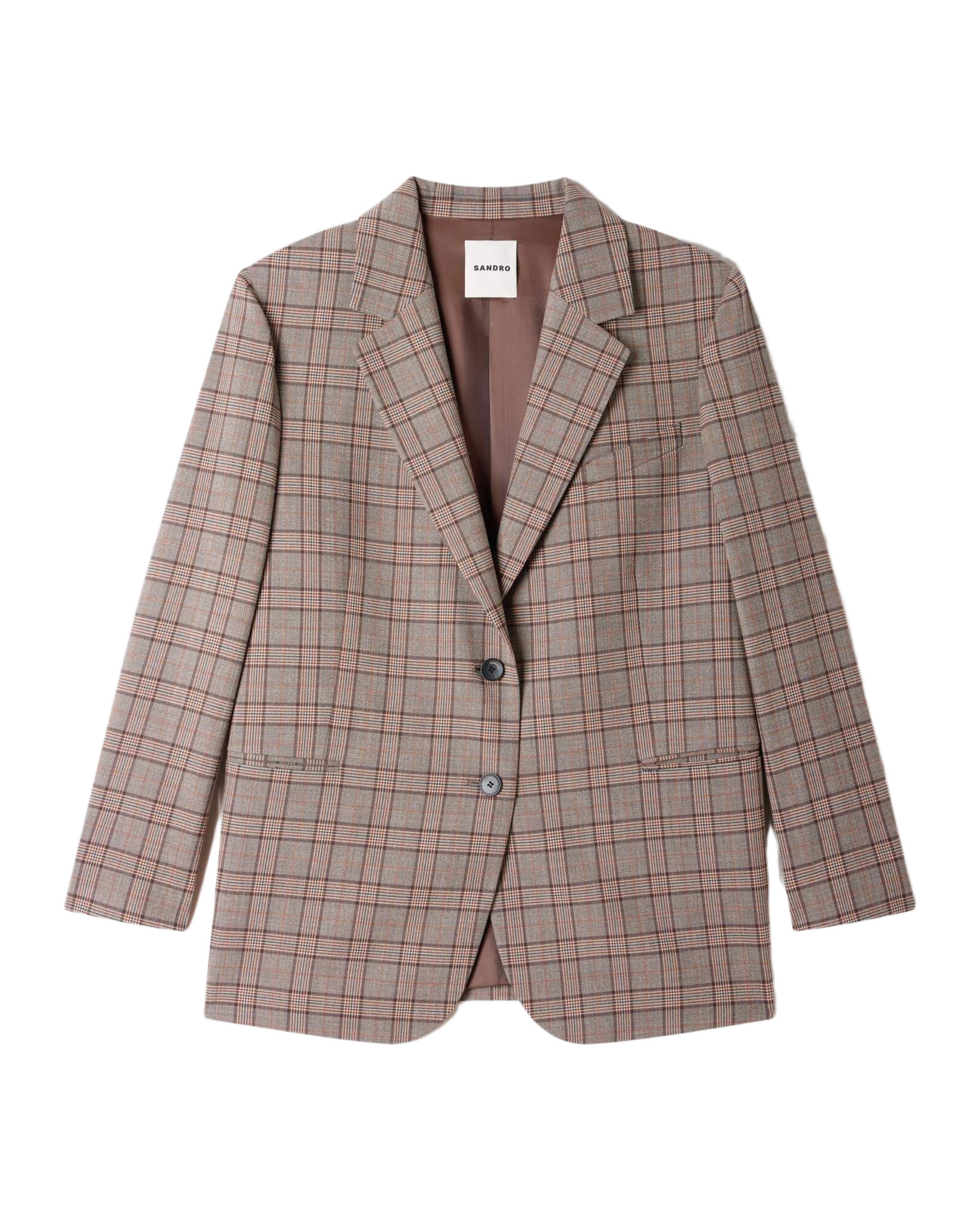 Blazer sastre de mujer de cuadros y corte ancho - Sandro - Marrón Marrón-6