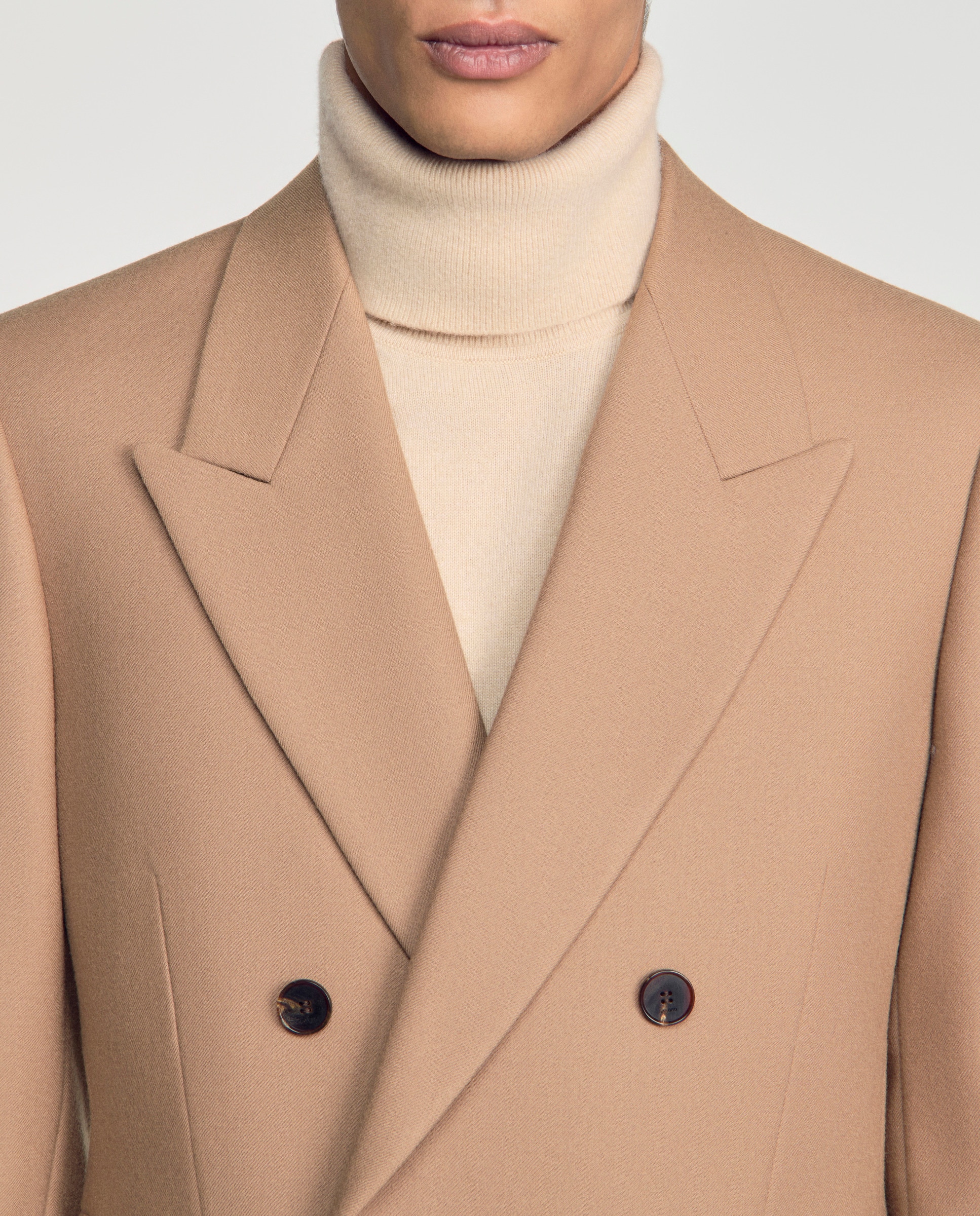 Chaqueta de traje cruzada clásica lana virgen para hombre - Sandro - Camel Camel-4