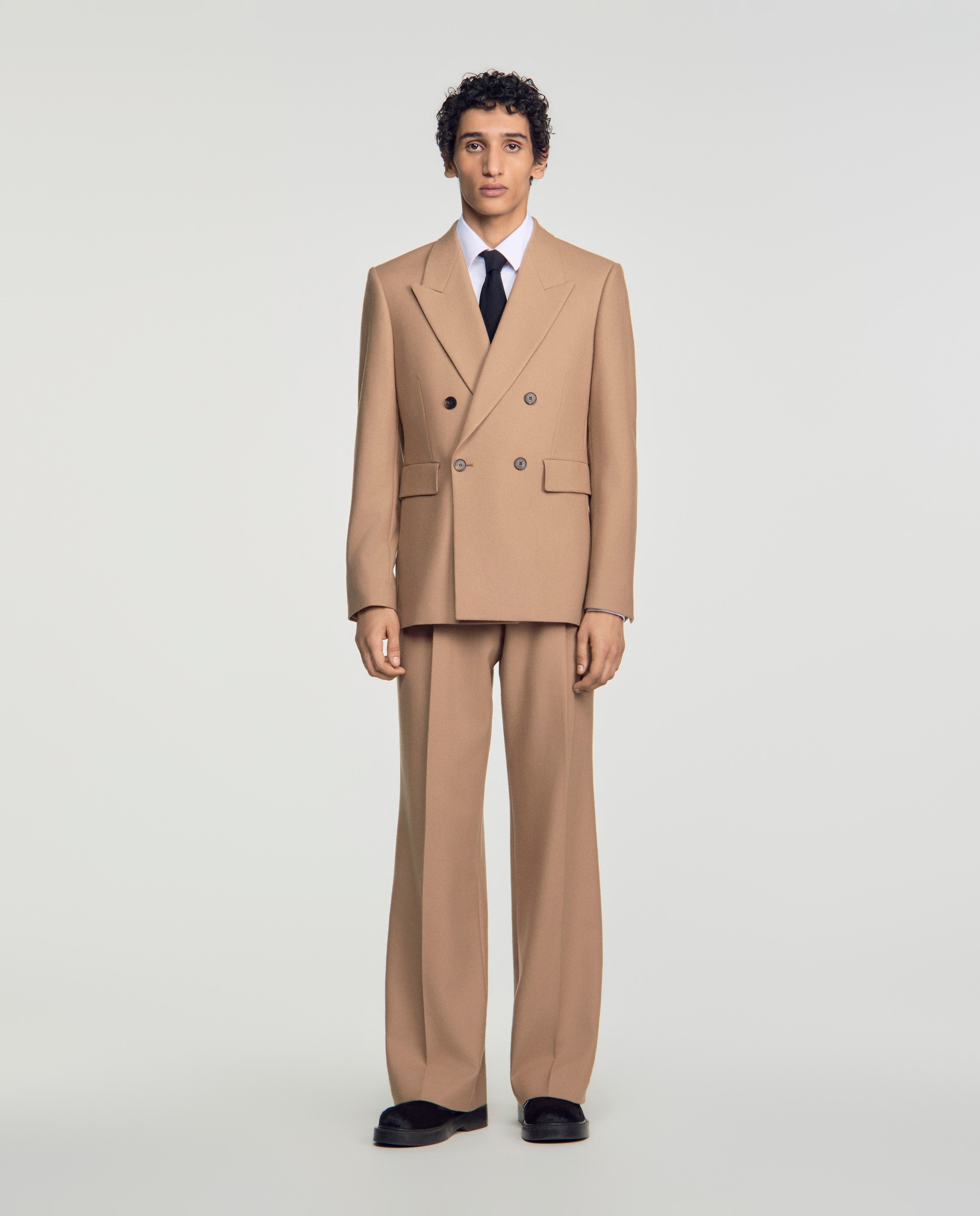 Chaqueta de traje cruzada clásica lana virgen para hombre - Sandro - Camel Camel-6
