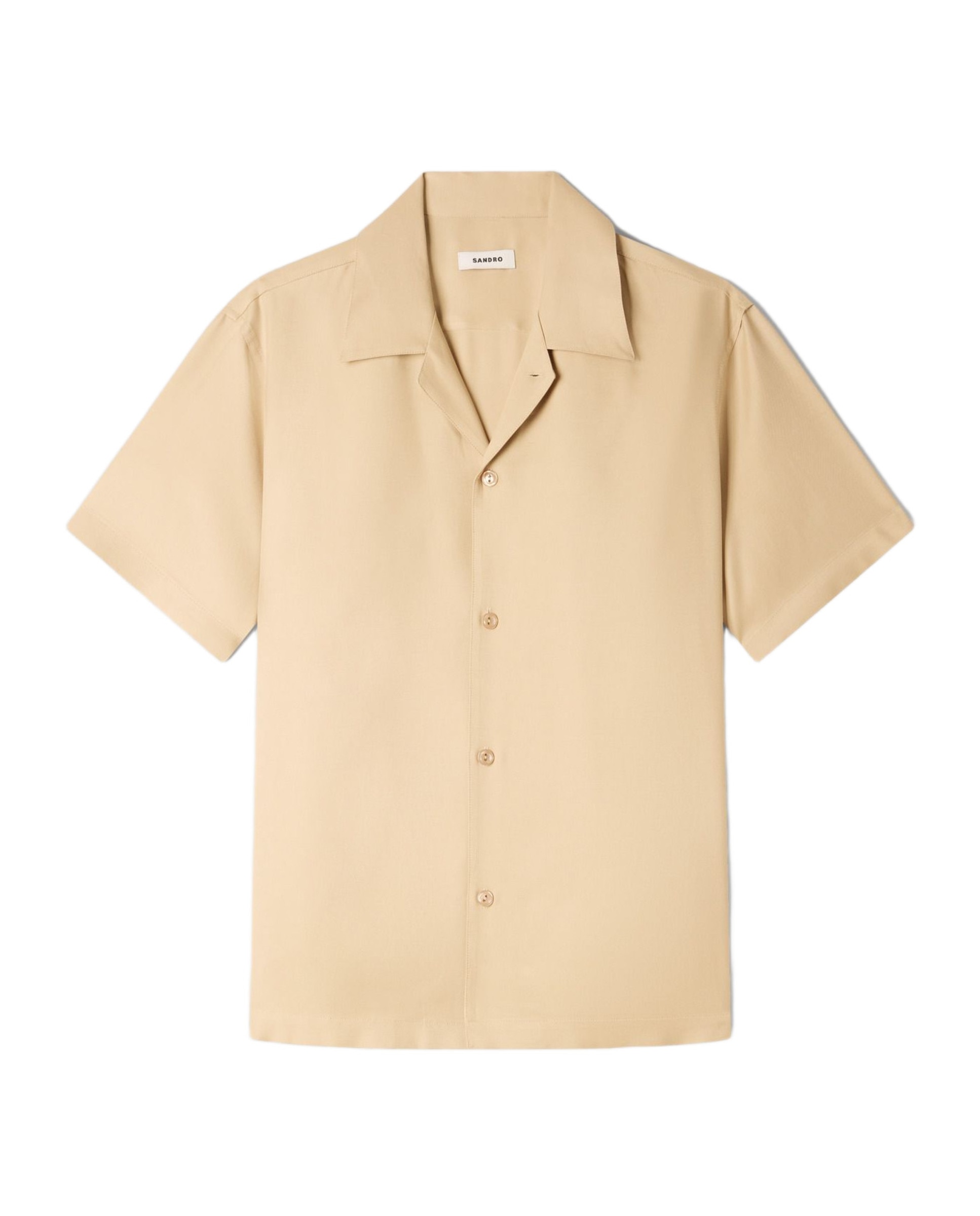 Camisa de vestir de hombre con corte fluido cuello italiano y manga corta - Sandro - Terracota Marrón-6