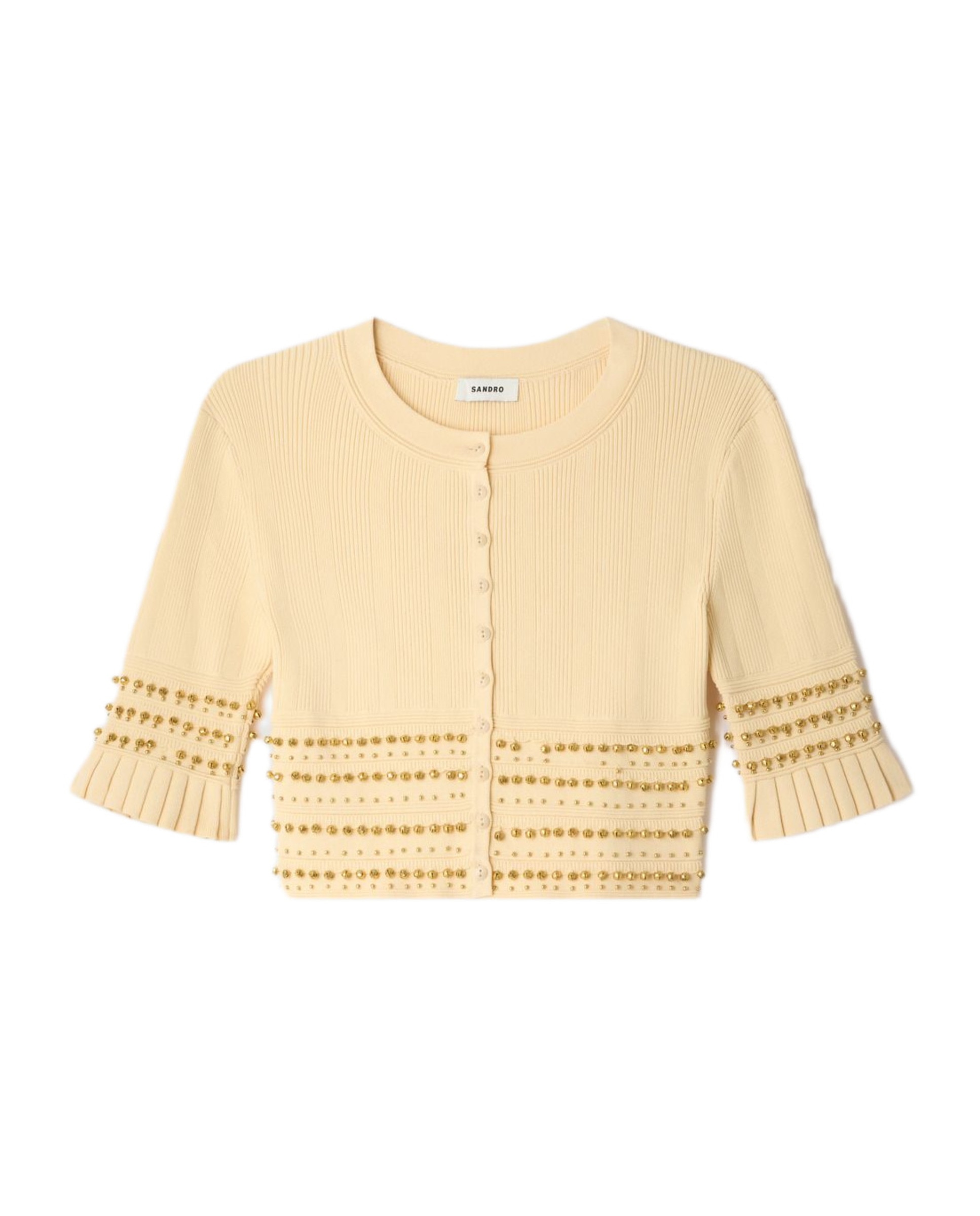Cárdigan de mujer corto entallado con borlas - Sandro - Beige Beige-6