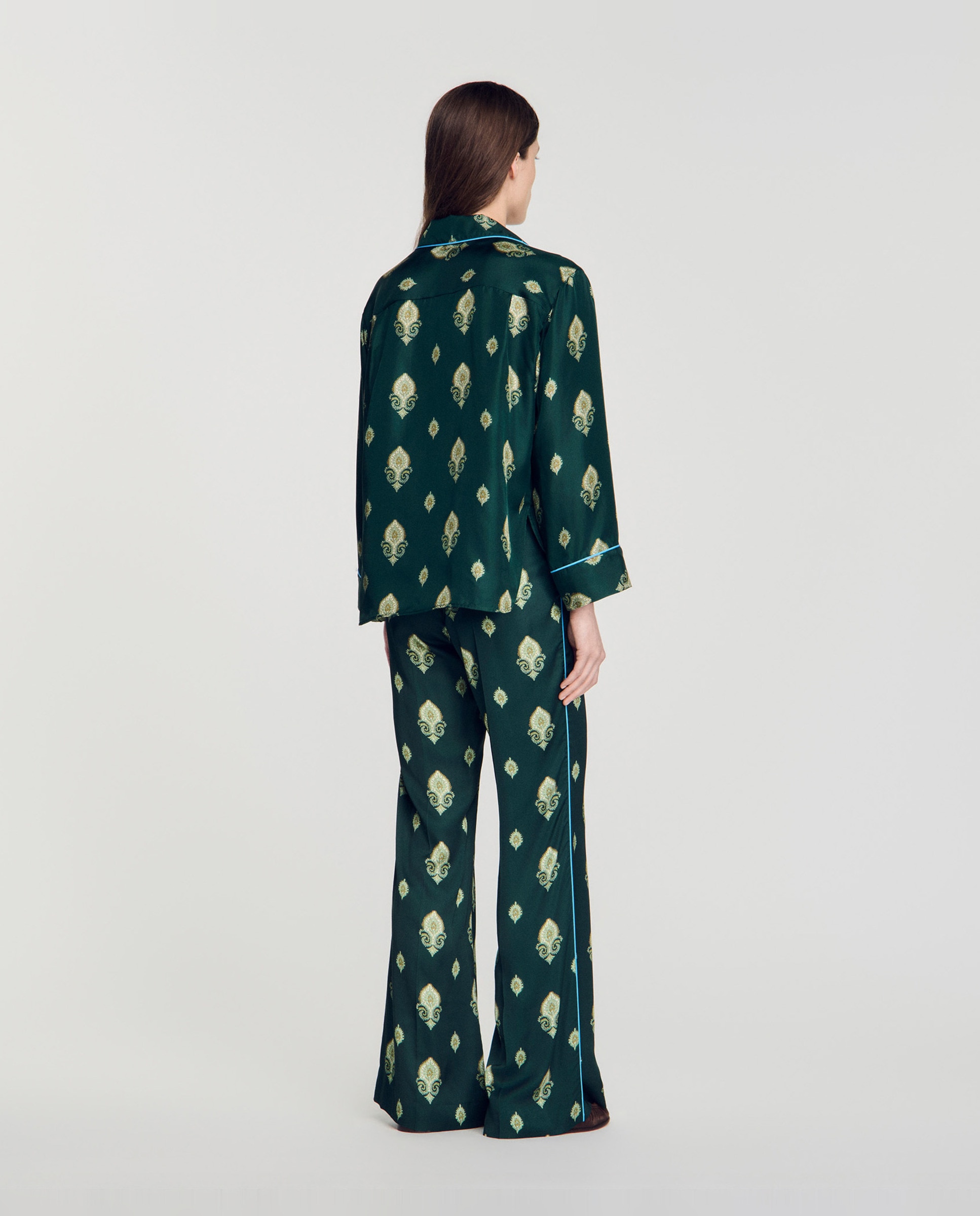 Camisa de mujer pijama estampada paisley de manga larga - Sandro - Verde Verde-2