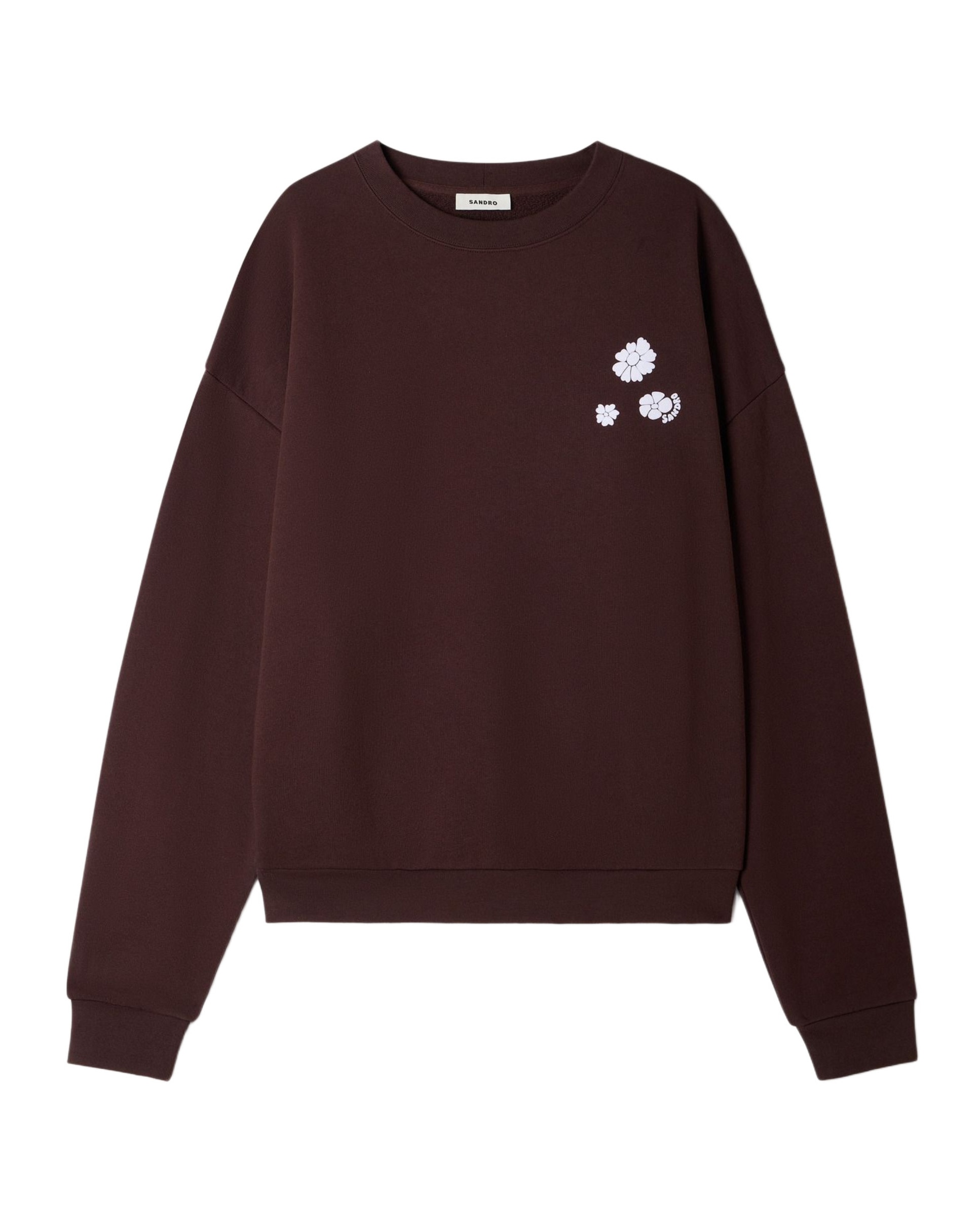 Sudadera sin capucha de hombre oversize con flor flocada - Sandro - Marrón oscuro Marrón oscuro-6