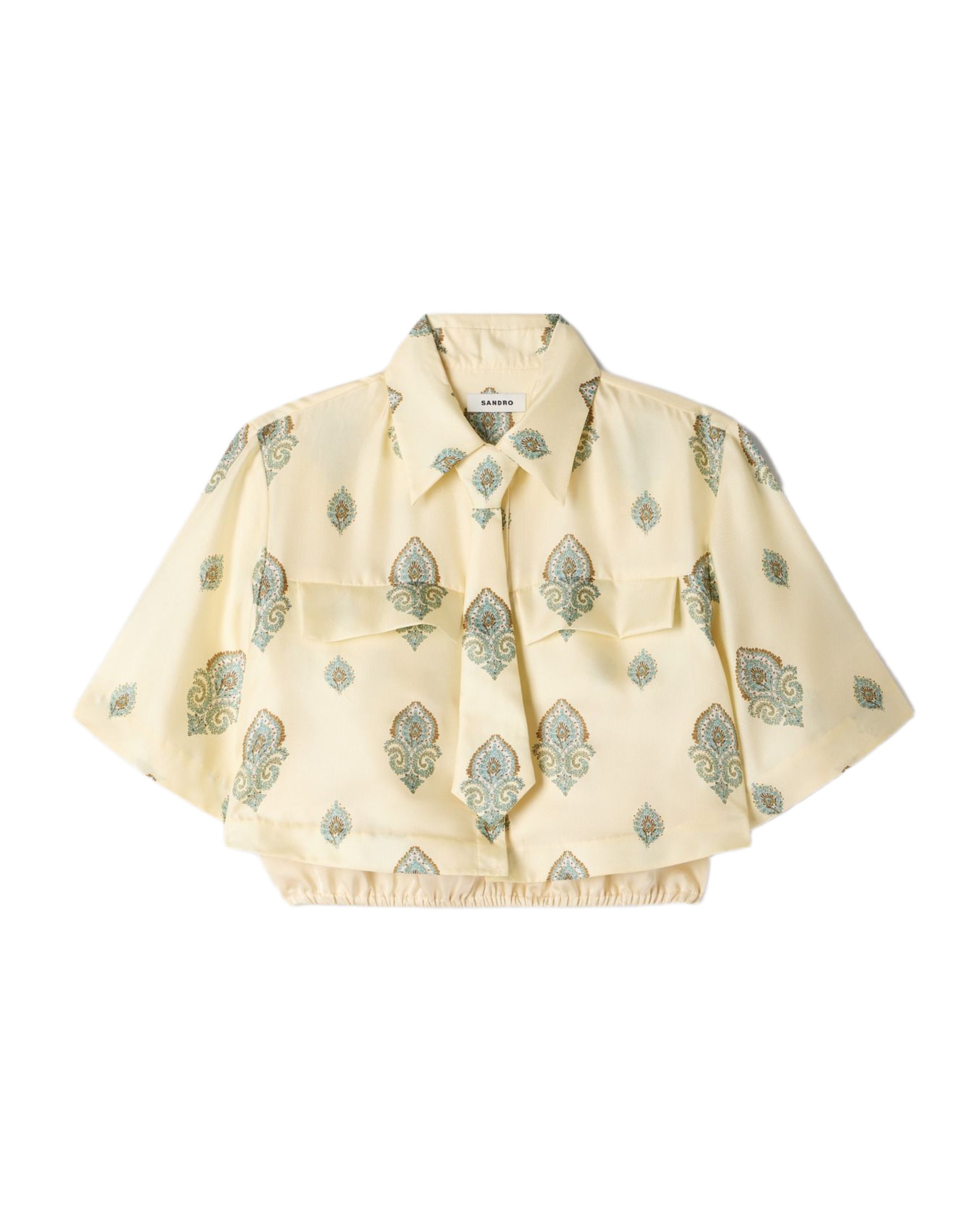 Top de mujer corto efecto 2 en 1 estampado paisley - Sandro - Amarillo Amarillo-6