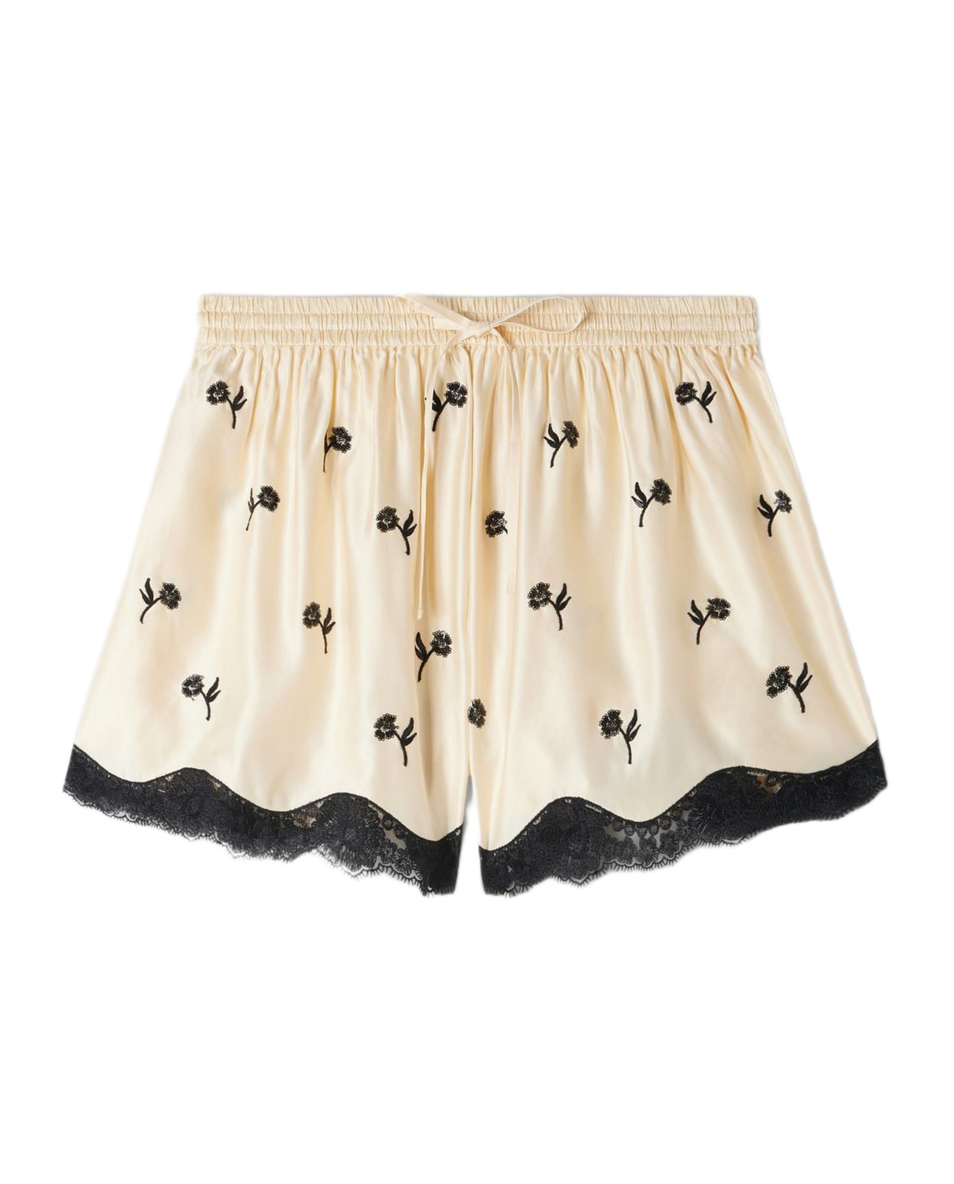 Pantalón corto de mujer bordado con flores y ancho - Sandro - Beige Beige-6