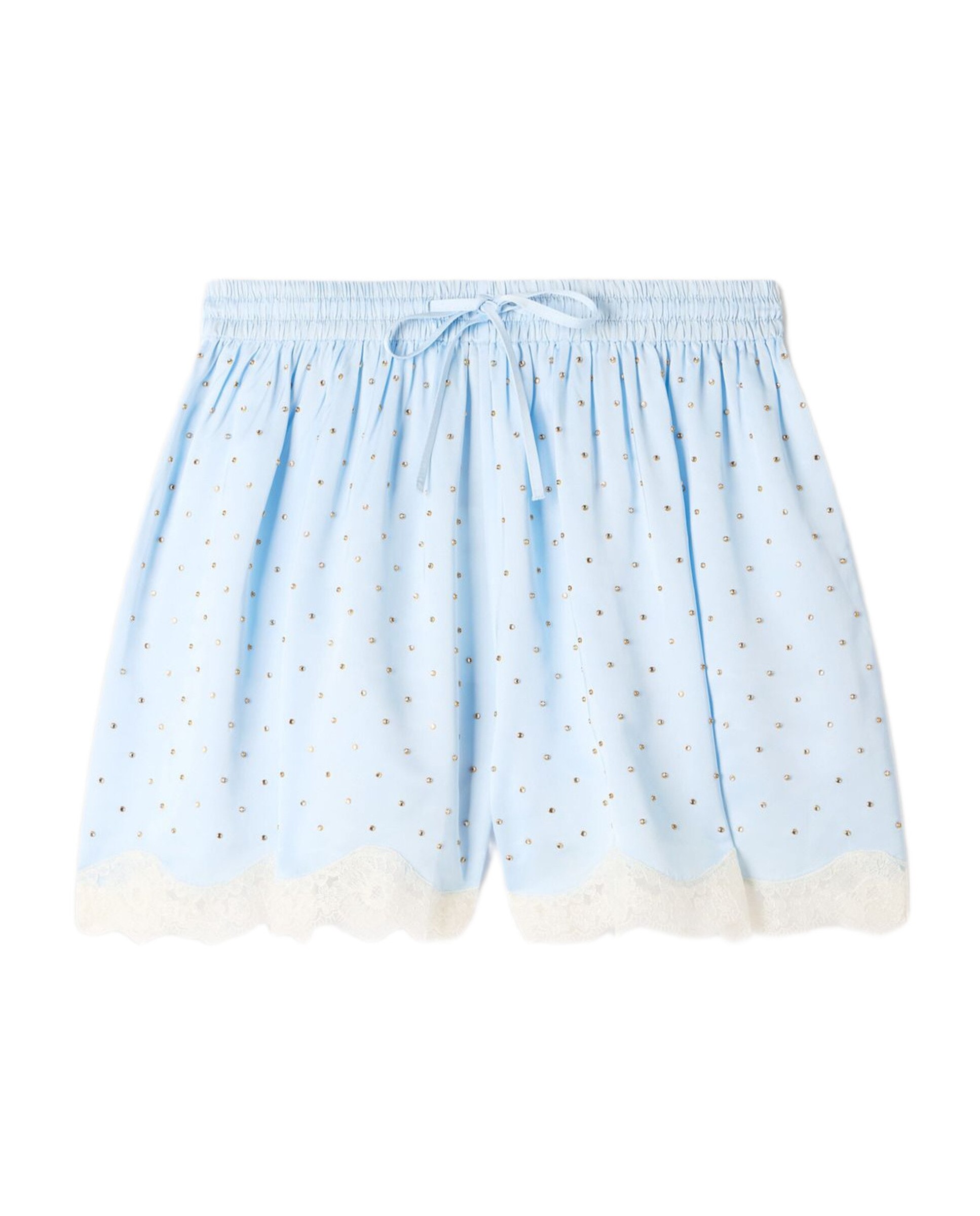 Pantalón corto de mujer fluido con strass y encaje - Sandro - Azul claro Azul claro-6