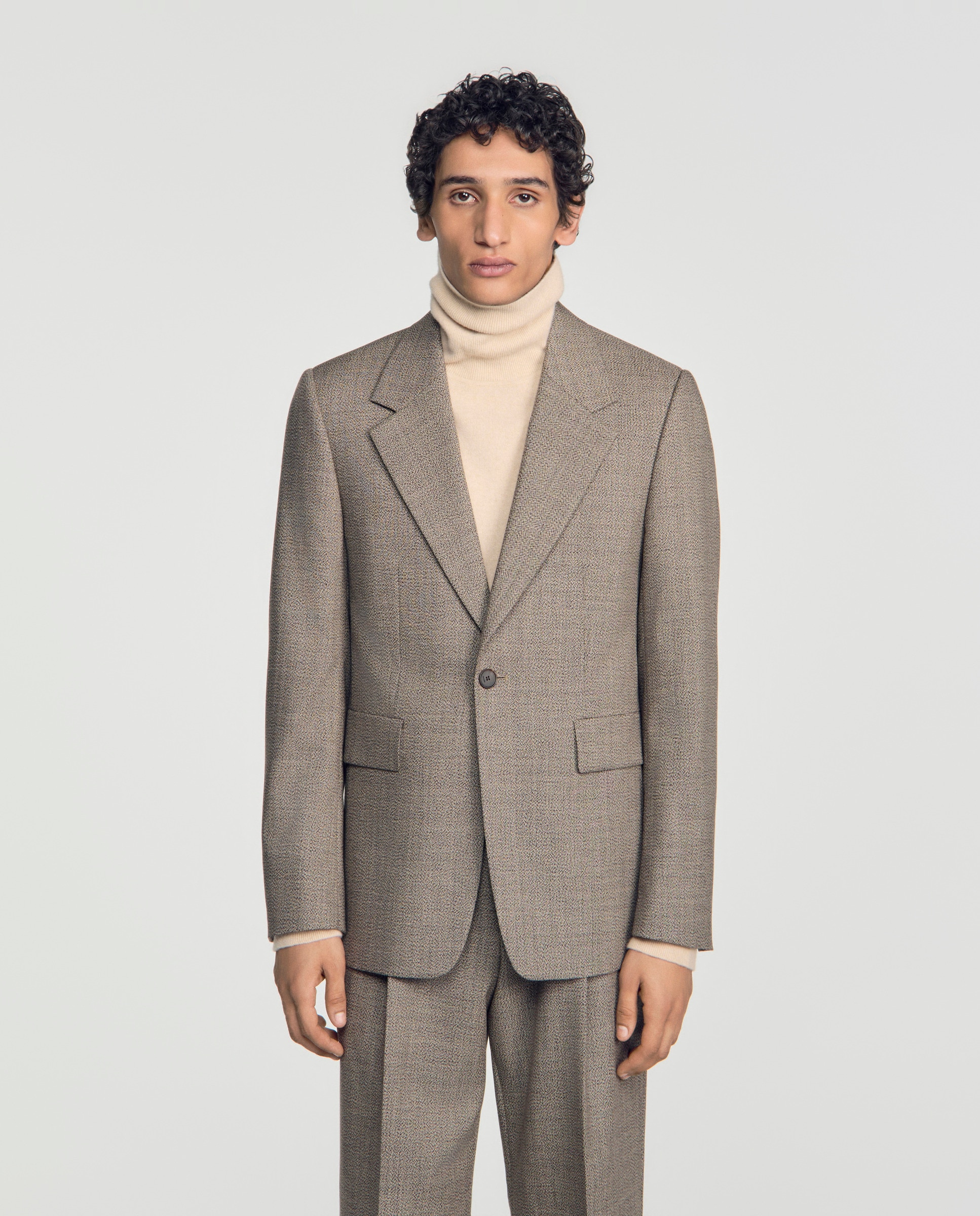 Imagen 0 de Chaqueta de traje para hombre corte ancho lana virgen Marrón