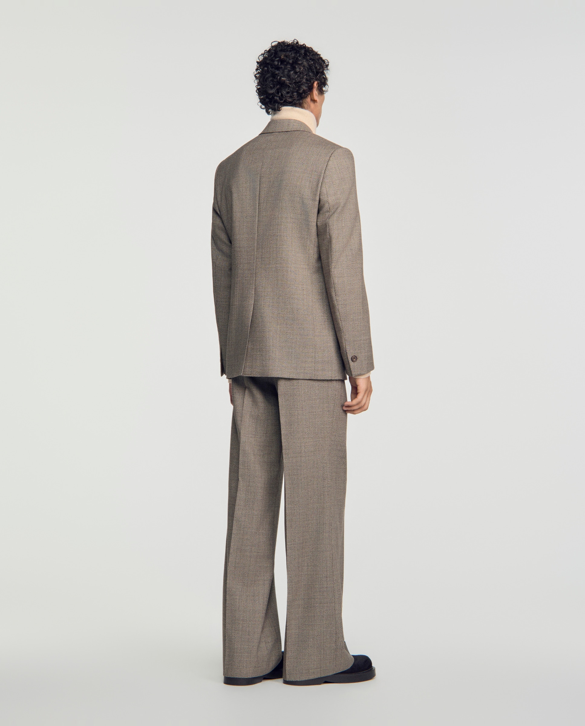 Chaqueta de traje para hombre corte ancho lana virgen - Sandro - Marrón Marrón-2