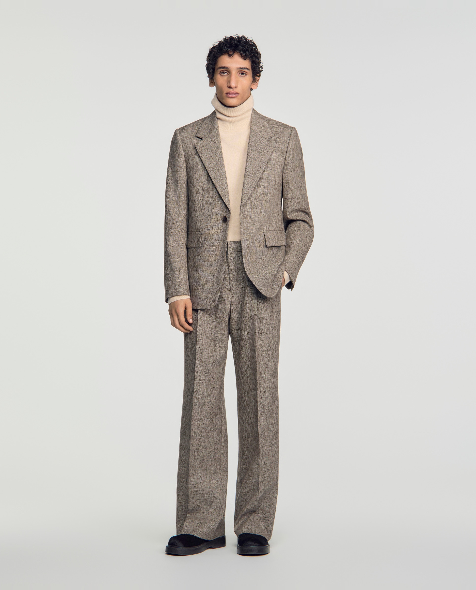 Chaqueta de traje para hombre corte ancho lana virgen - Sandro - Marrón Marrón-3