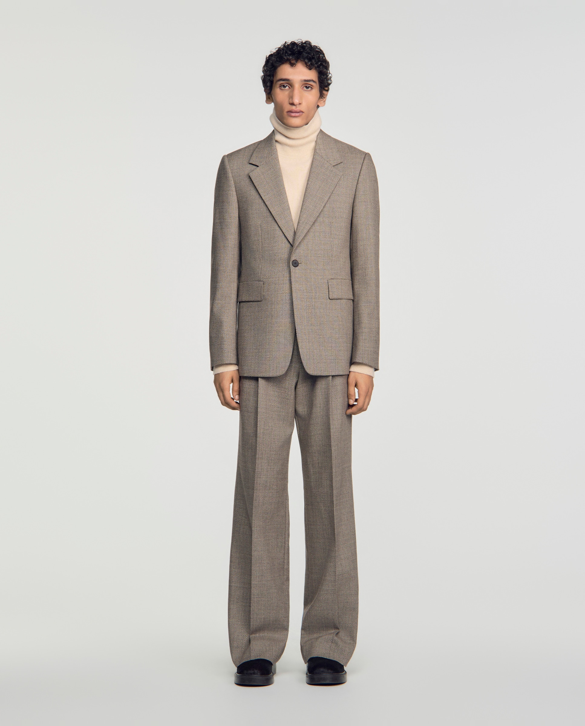 Chaqueta de traje para hombre corte ancho lana virgen - Sandro - Marrón Marrón-4