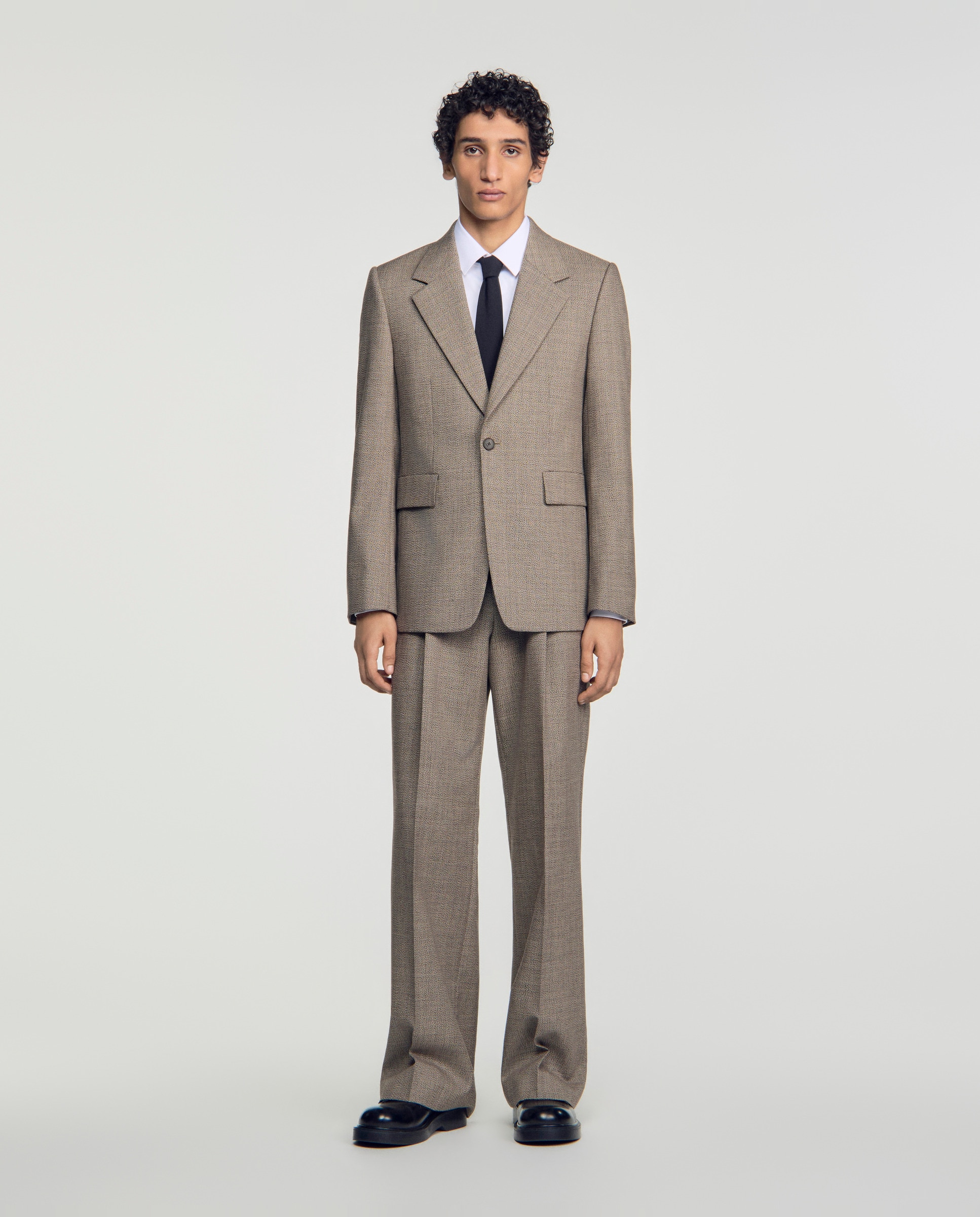 Chaqueta de traje para hombre corte ancho lana virgen - Sandro - Marrón Marrón-5