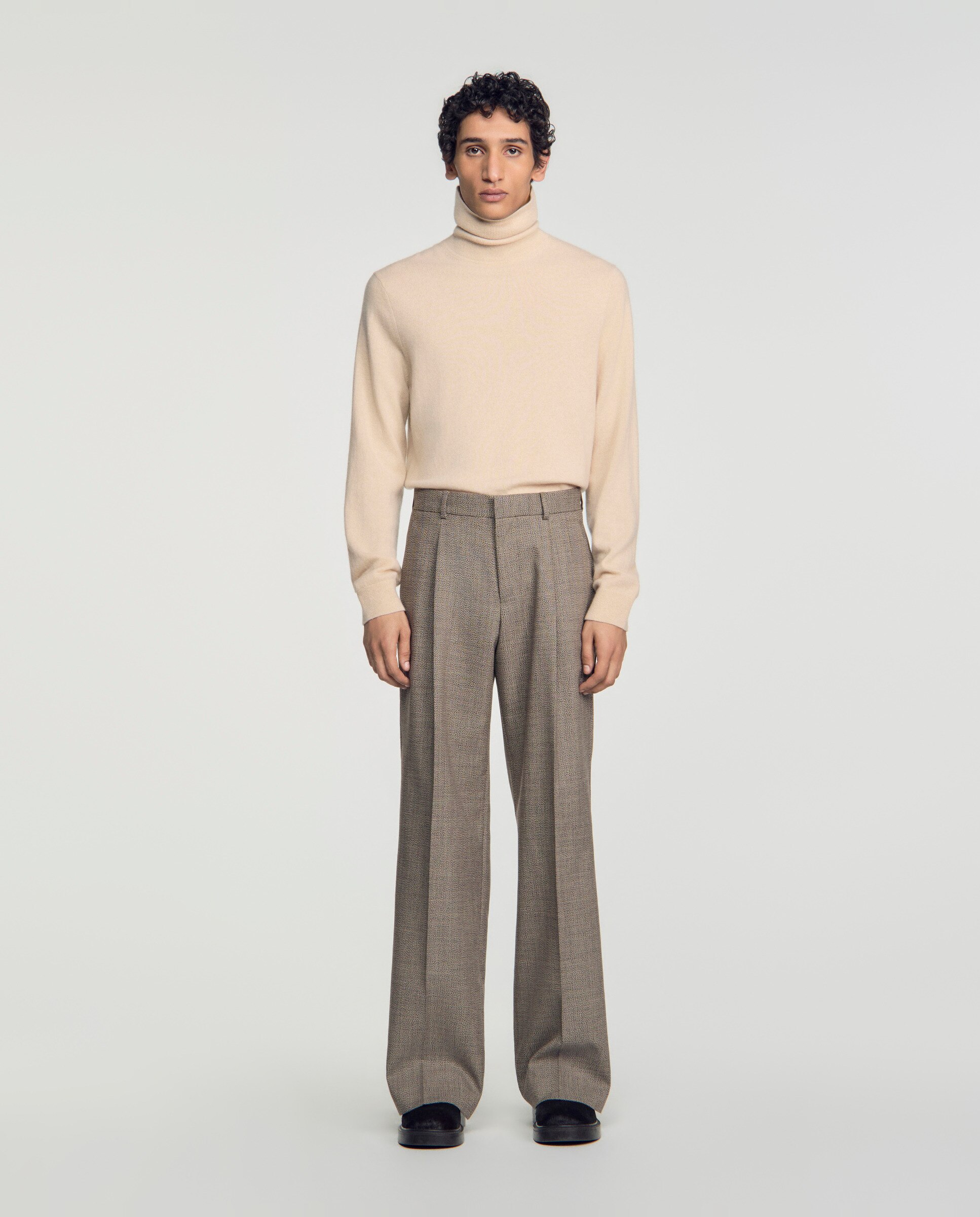 Imagen 0 de Pantalón de traje para hombre corte ancho lana virgen Marrón
