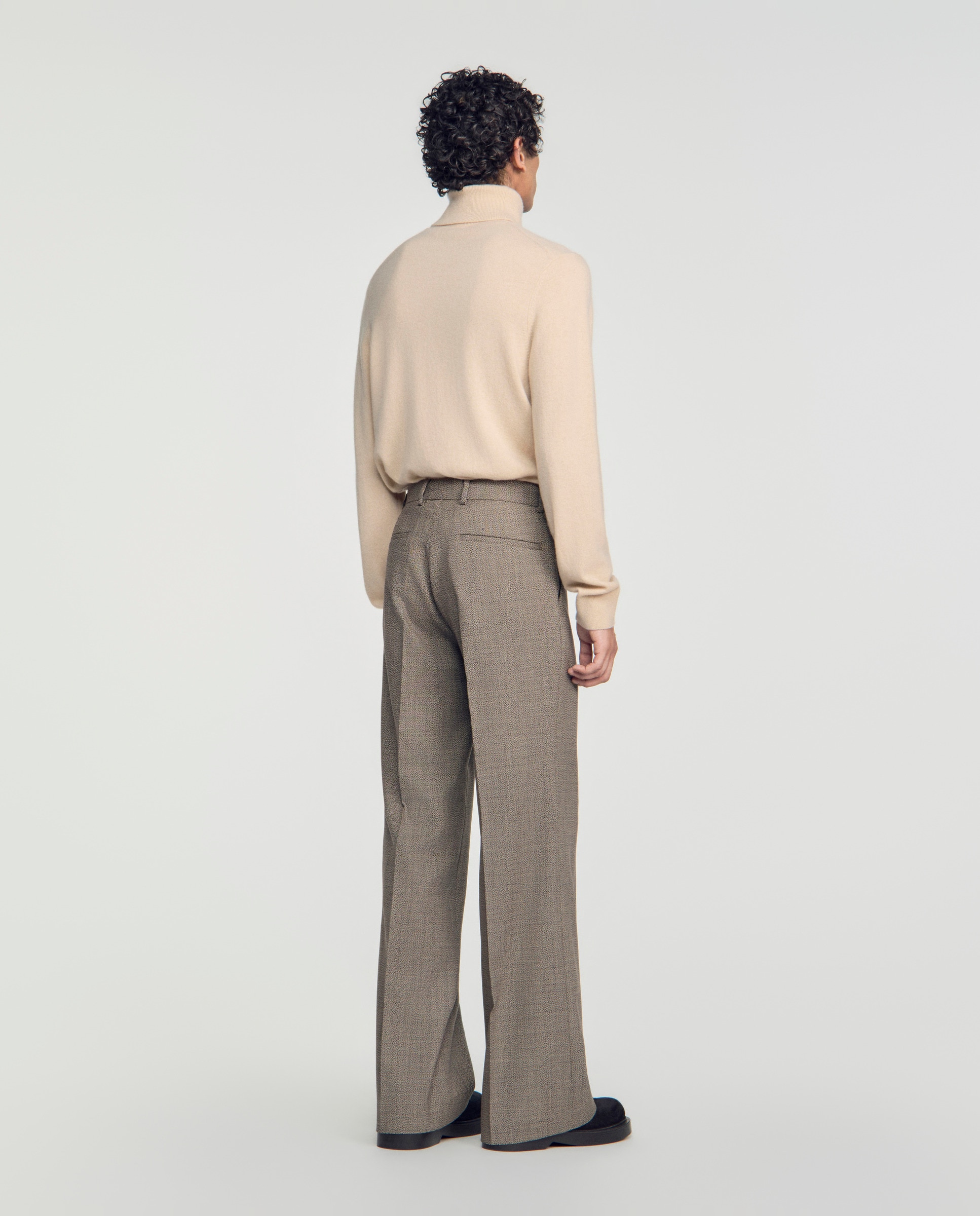 Pantalón de traje para hombre corte ancho lana virgen - Sandro - Marrón Marrón-3