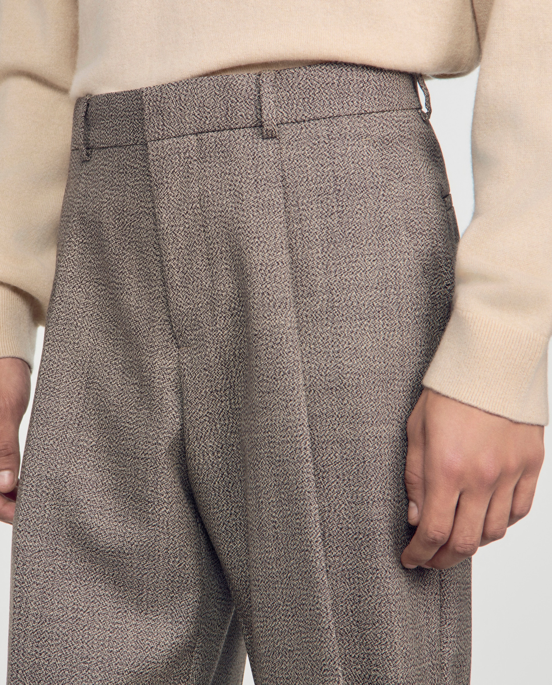Pantalón de traje para hombre corte ancho lana virgen - Sandro - Marrón Marrón-4