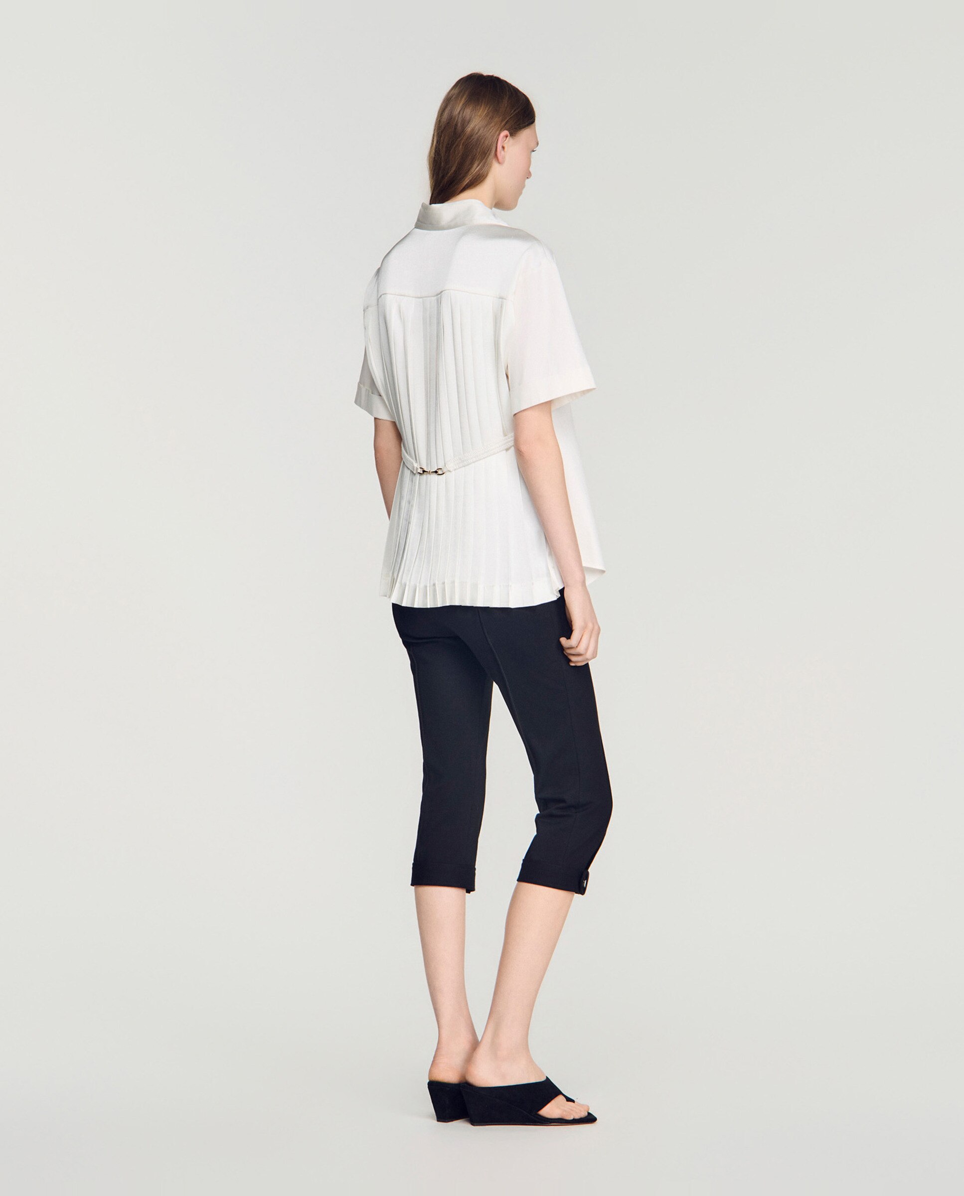Camisa de mujer oversize con espalda plisada - Sandro - Blanco Blanco-2