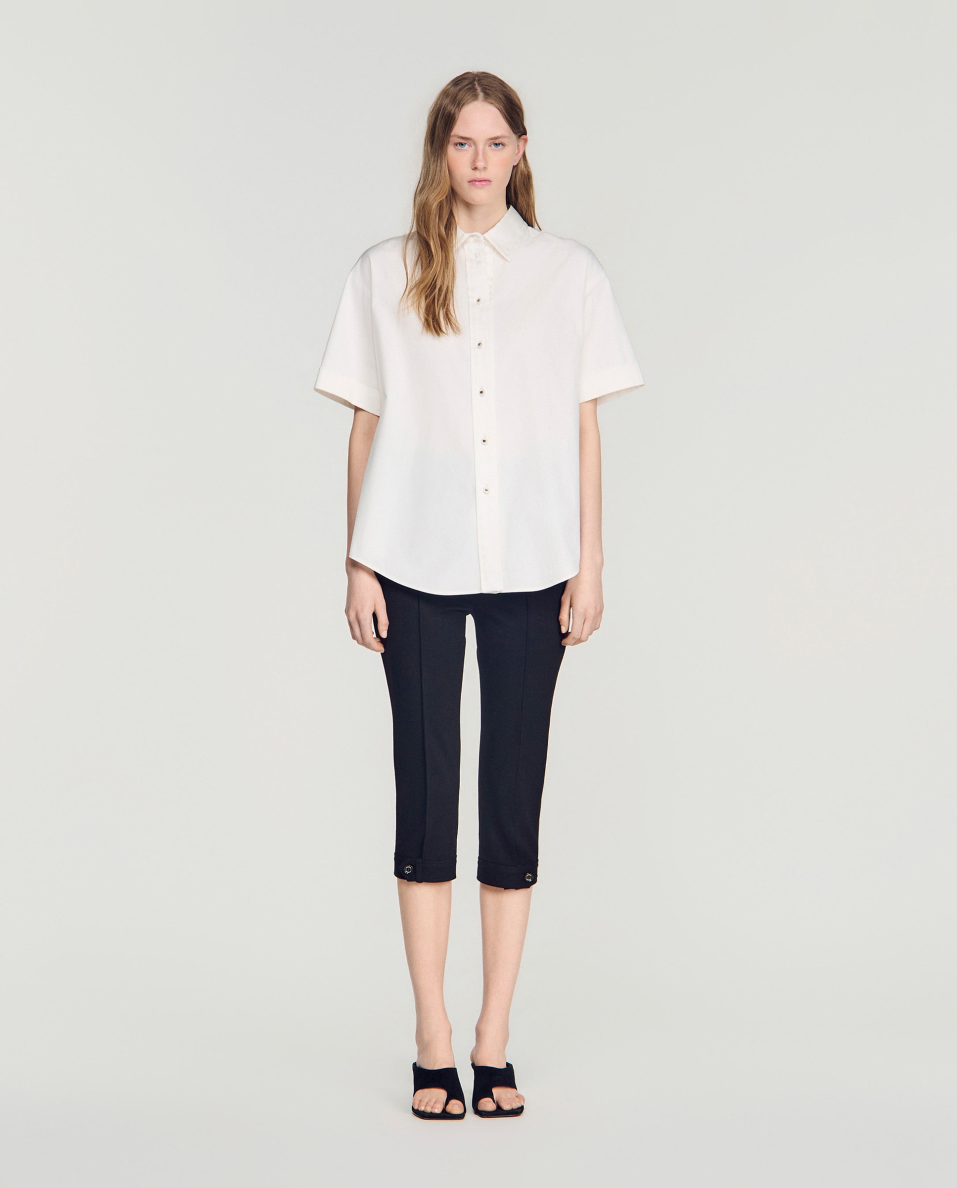 Camisa de mujer oversize con espalda plisada - Sandro - Blanco Blanco-3