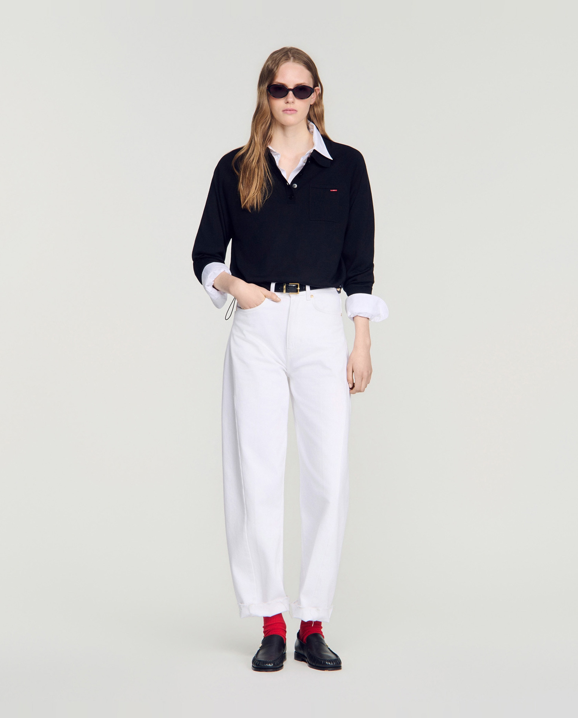 Polo de mujer de lana fina con logo - Sandro - Negro Negro-4