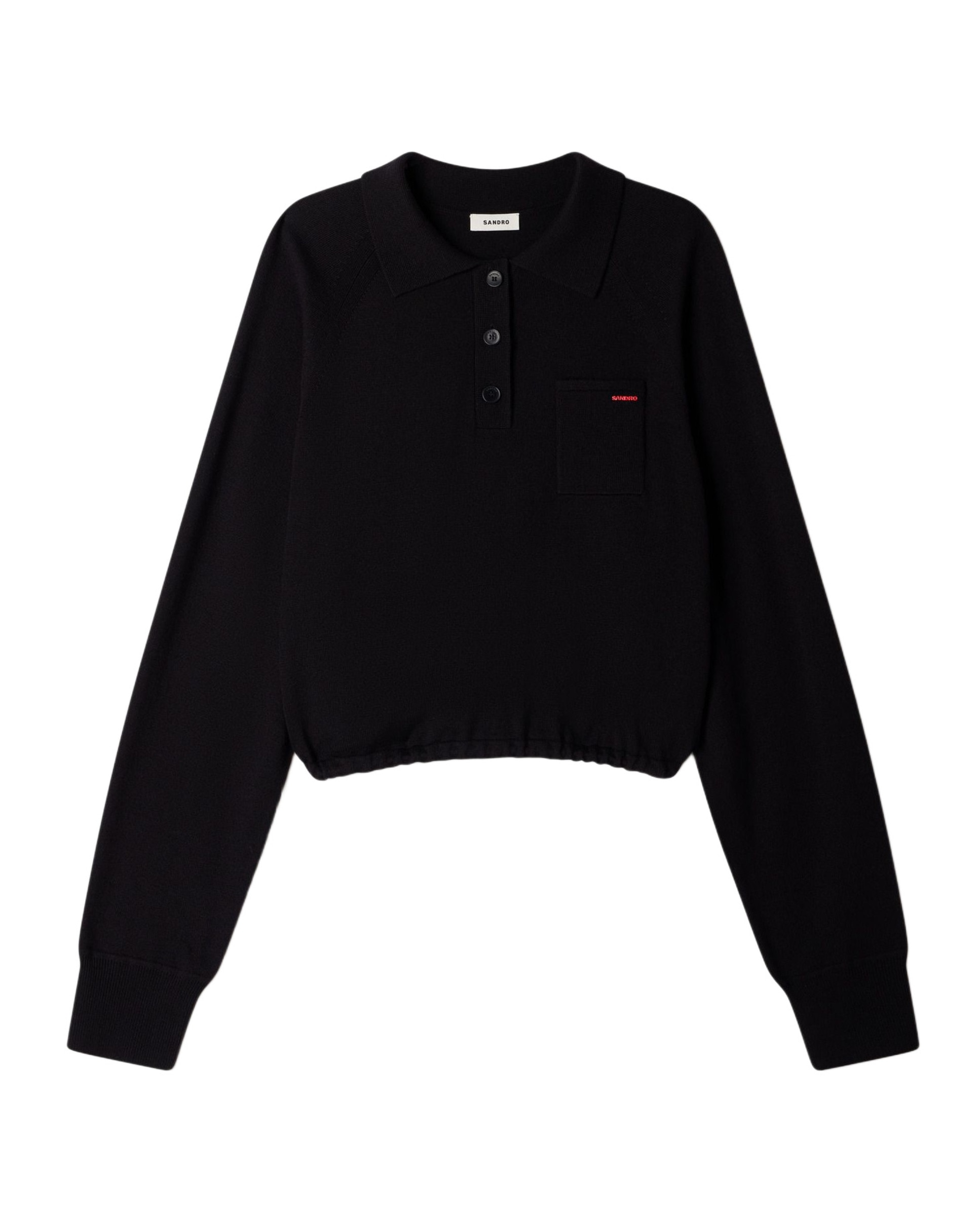 Polo de mujer de lana fina con logo - Sandro - Negro Negro-6
