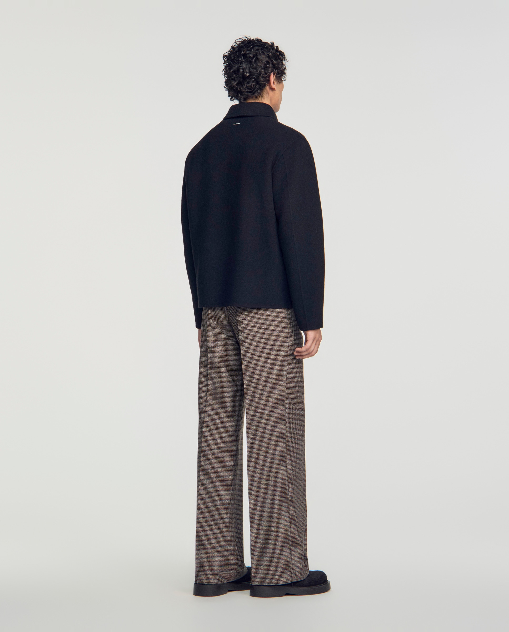 Cazadora de piel de hombre con cremallera y cuello camisero - Sandro - Negro Negro-2