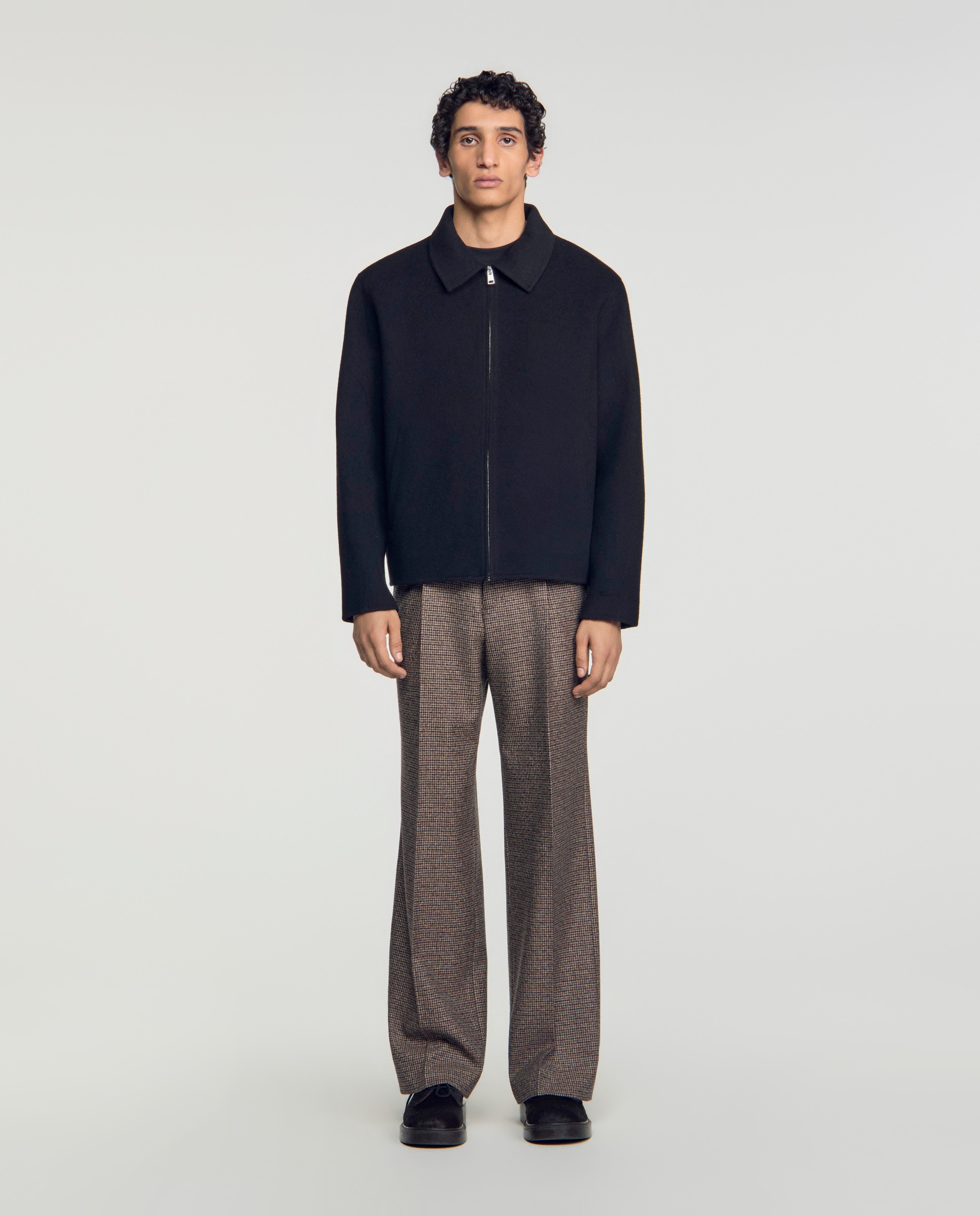 Cazadora de piel de hombre con cremallera y cuello camisero - Sandro - Negro Negro-3