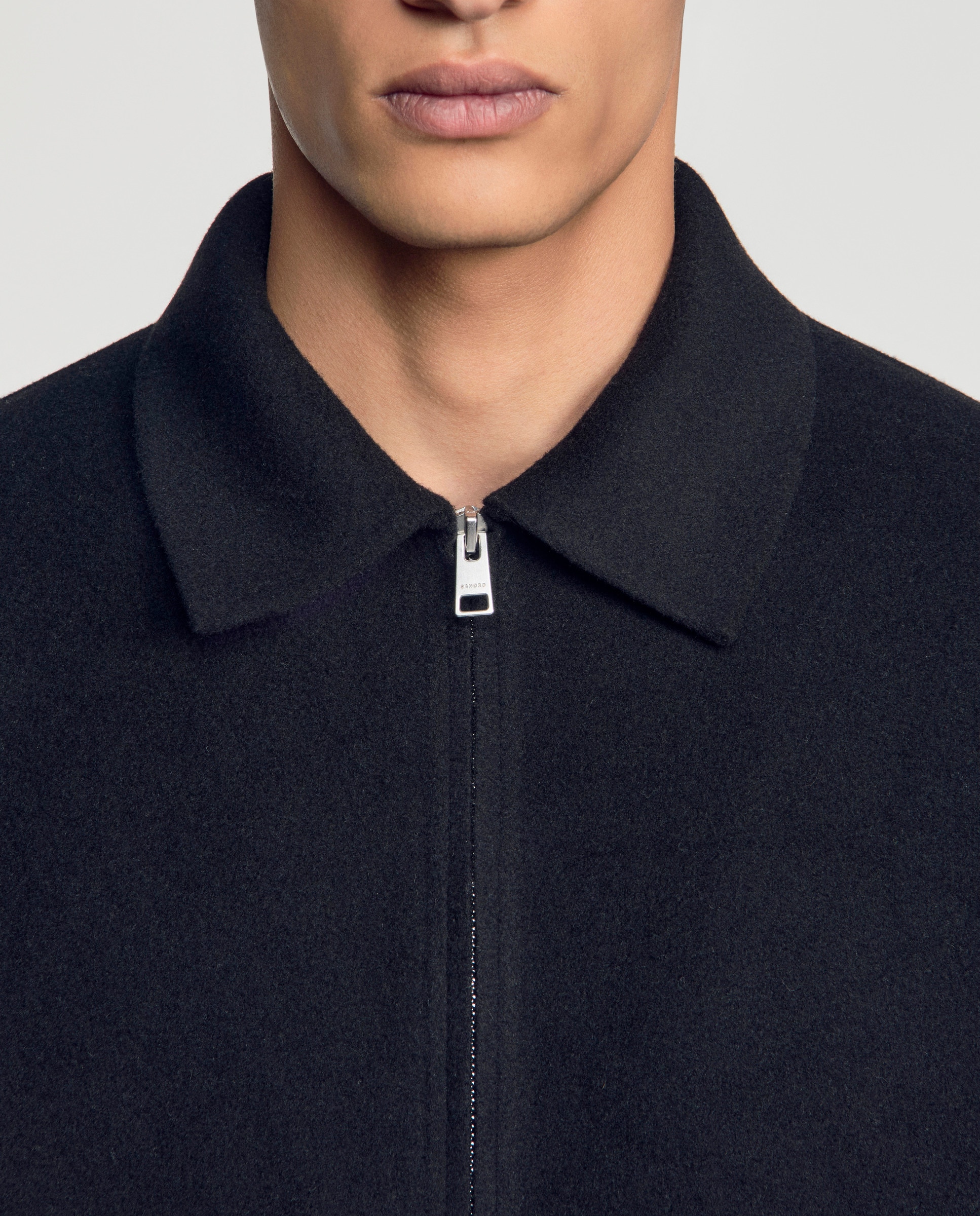 Cazadora de piel de hombre con cremallera y cuello camisero - Sandro - Negro Negro-5