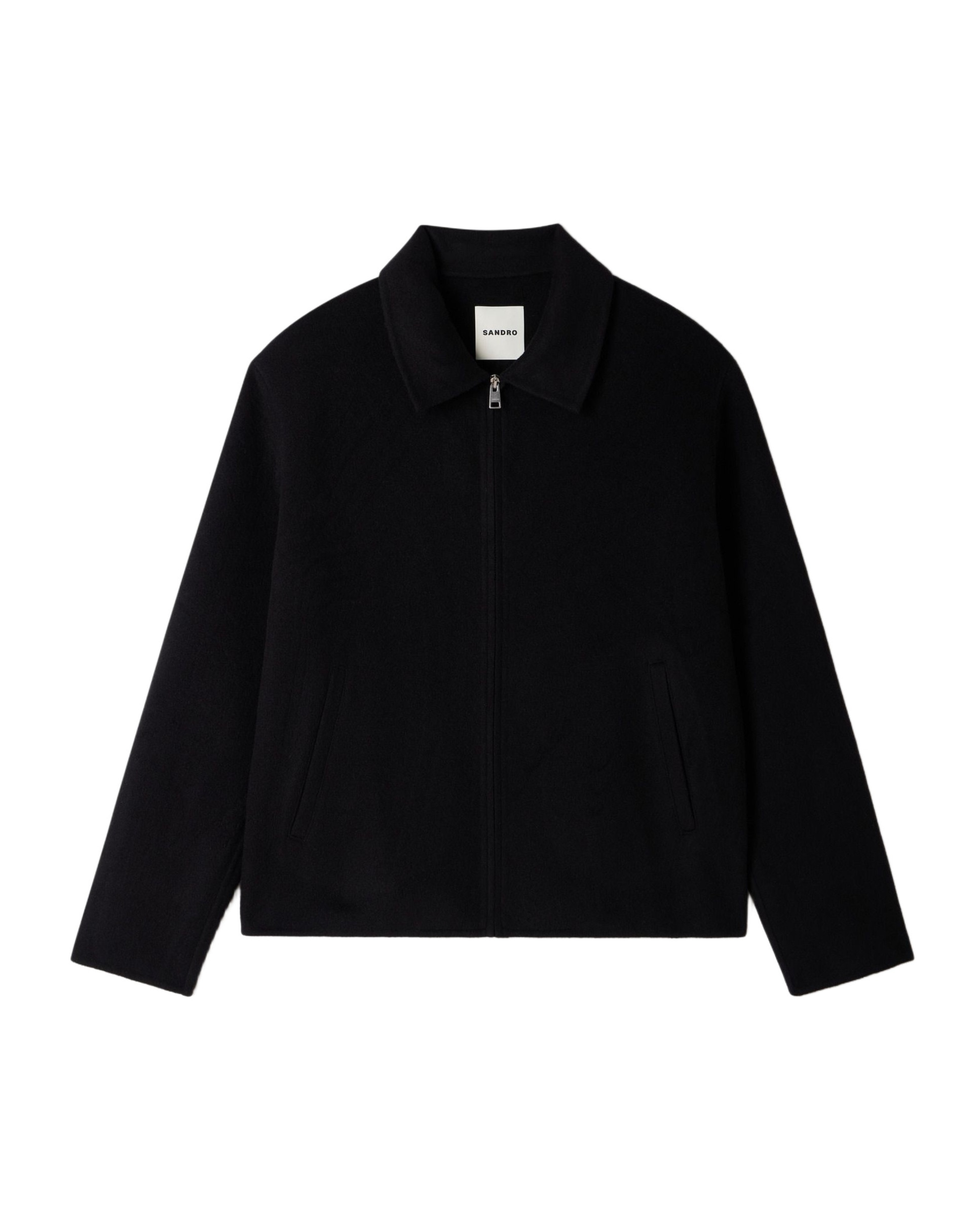 Cazadora de piel de hombre con cremallera y cuello camisero - Sandro - Negro Negro-6
