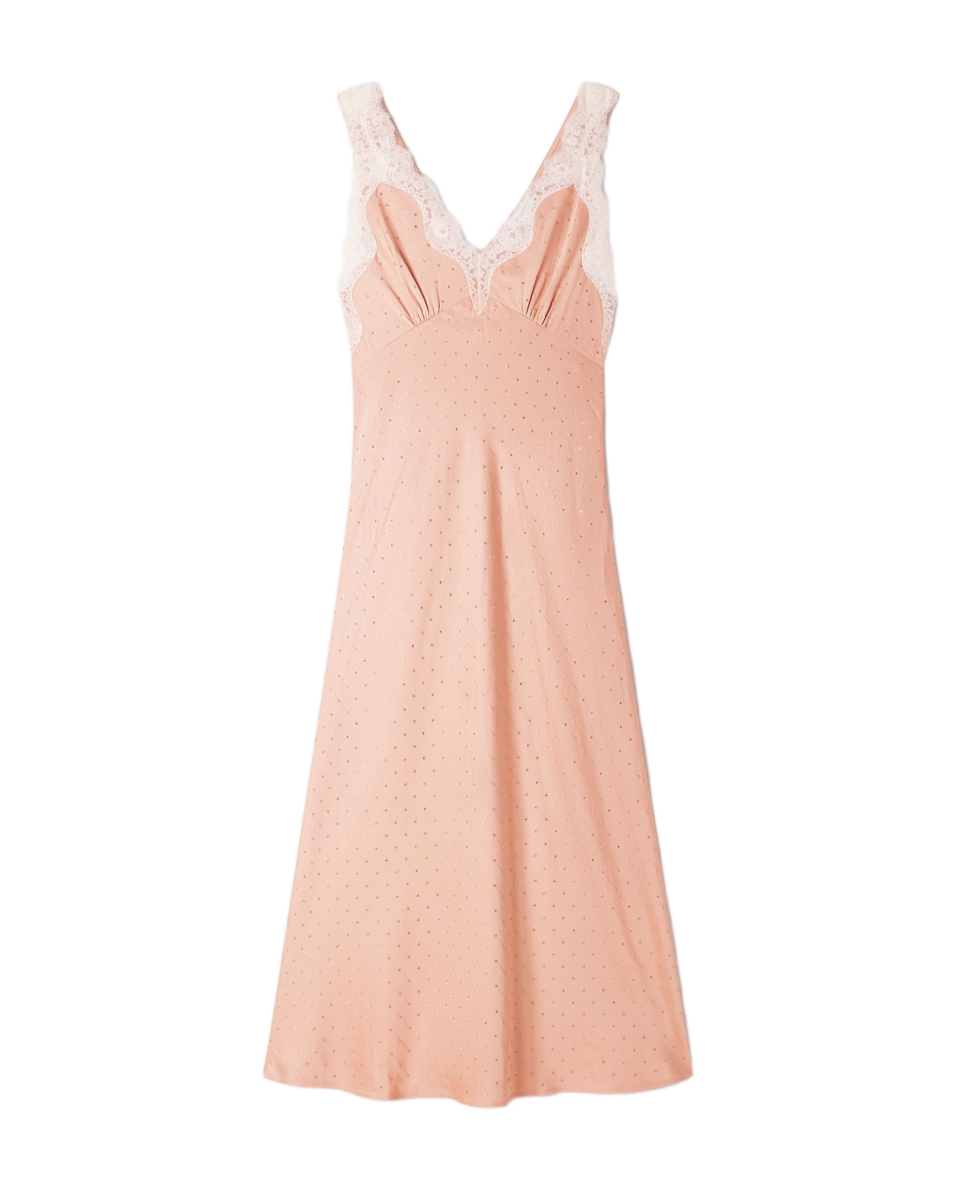 Vestido midi lencero con encaje y strass - Sandro - Natural Natural-6
