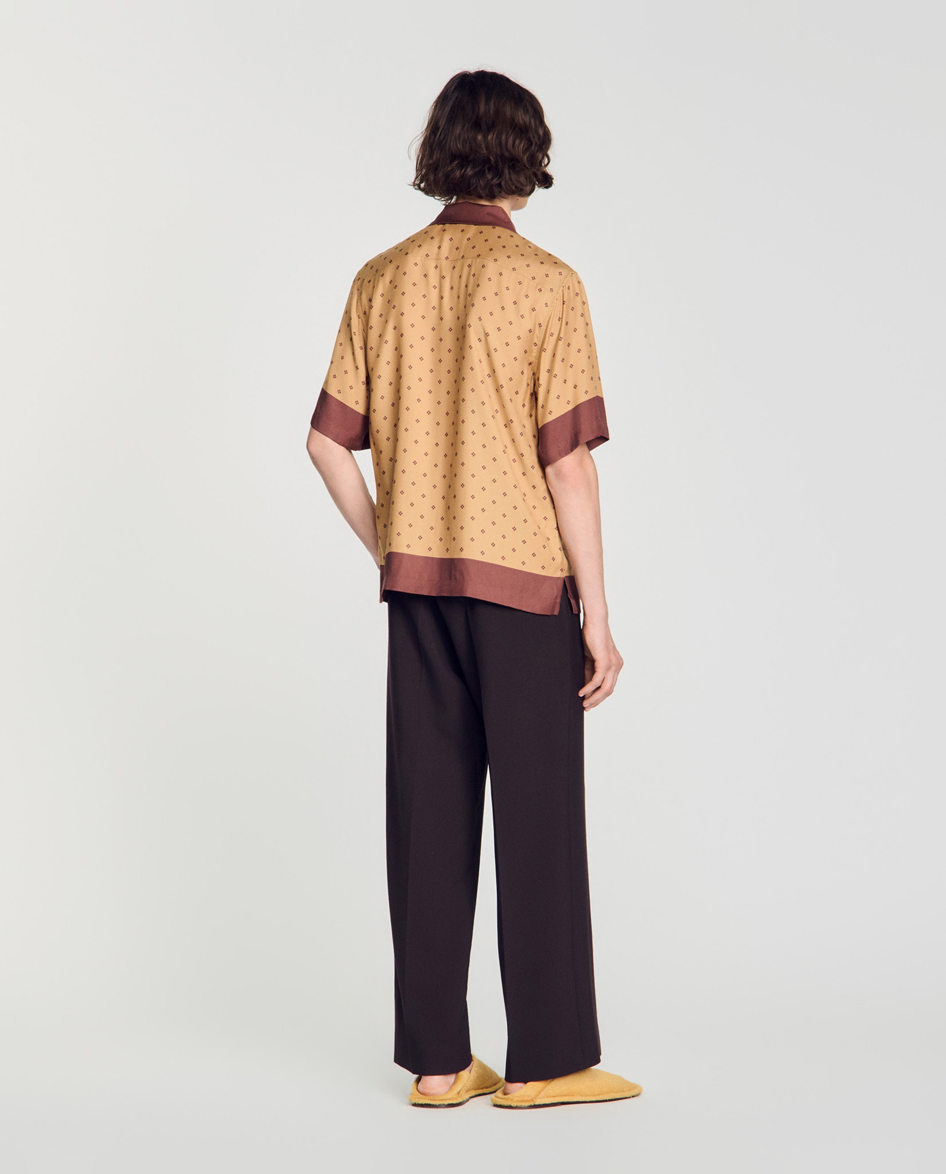 Camisa de cuadros para hombre corte fluido estampado micro cross - Sandro - Camel Camel-2