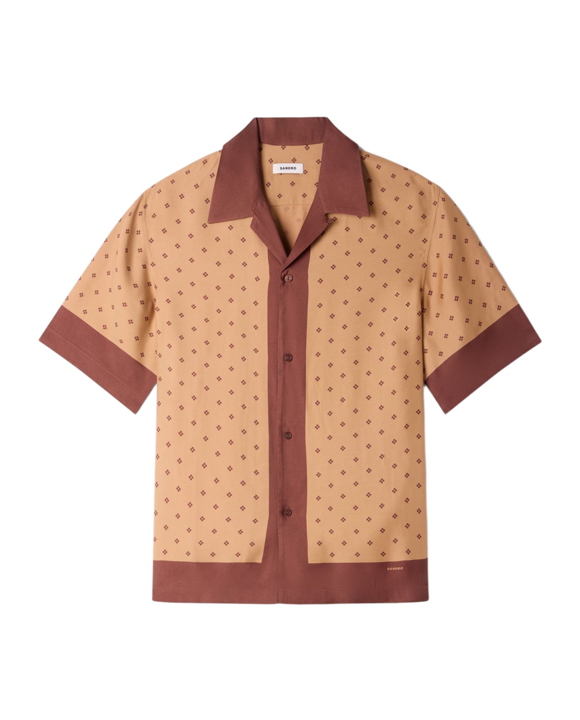 Camisa de cuadros para hombre corte fluido estampado micro cross - Sandro - Camel Camel-6