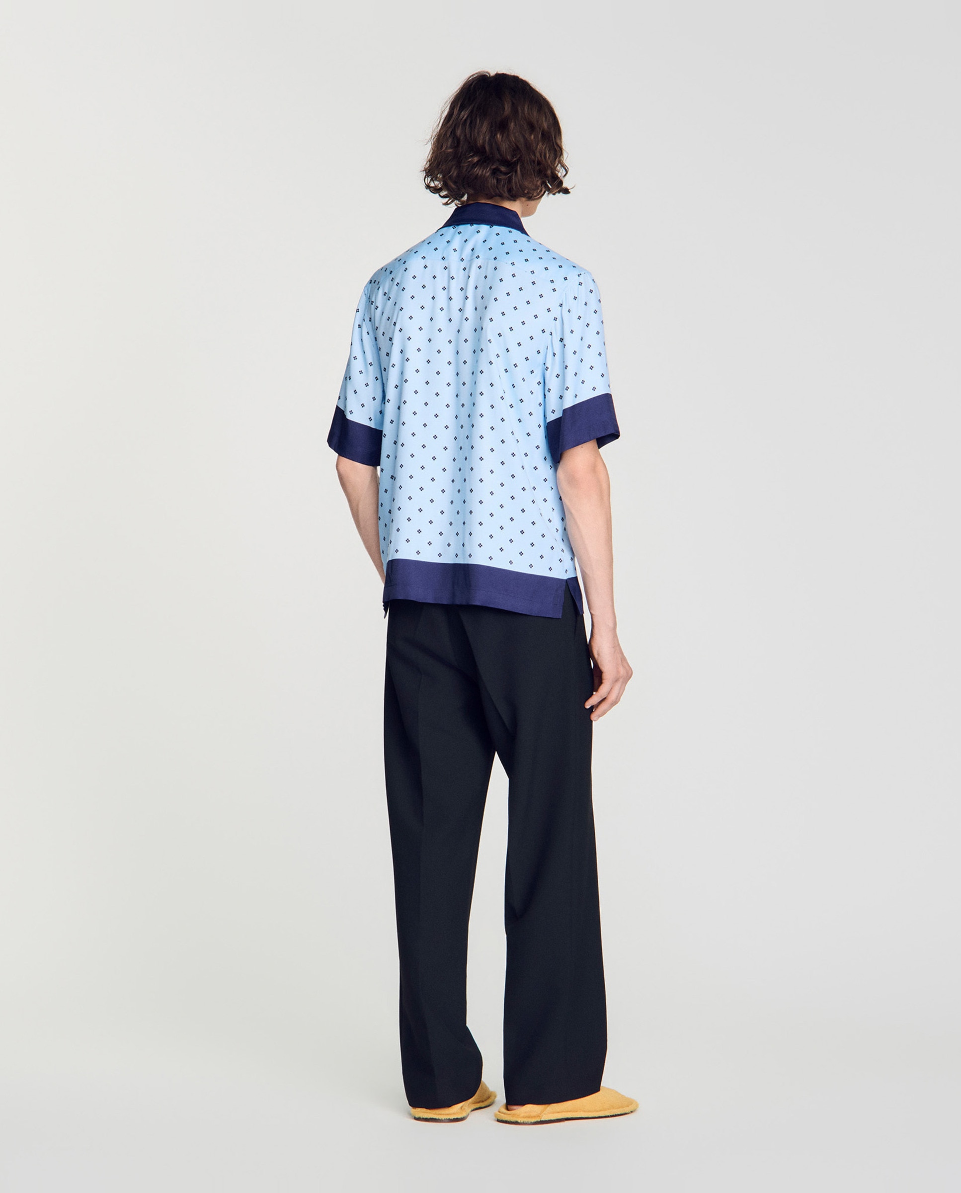 Camisa de cuadros para hombre corte fluido estampado micro cross - Sandro - Azul claro Azul claro-2