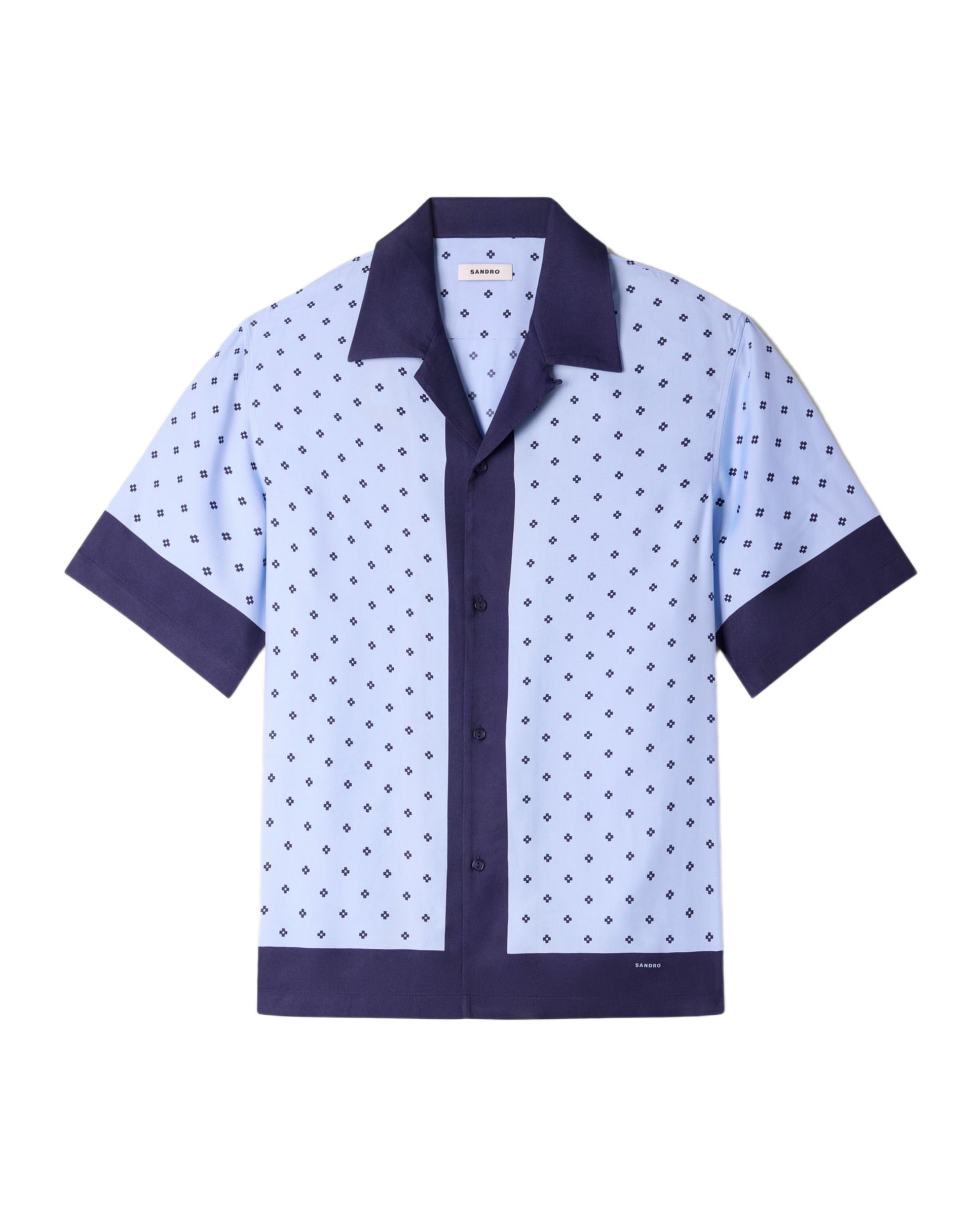 Camisa de cuadros para hombre corte fluido estampado micro cross - Sandro - Azul claro Azul claro-6