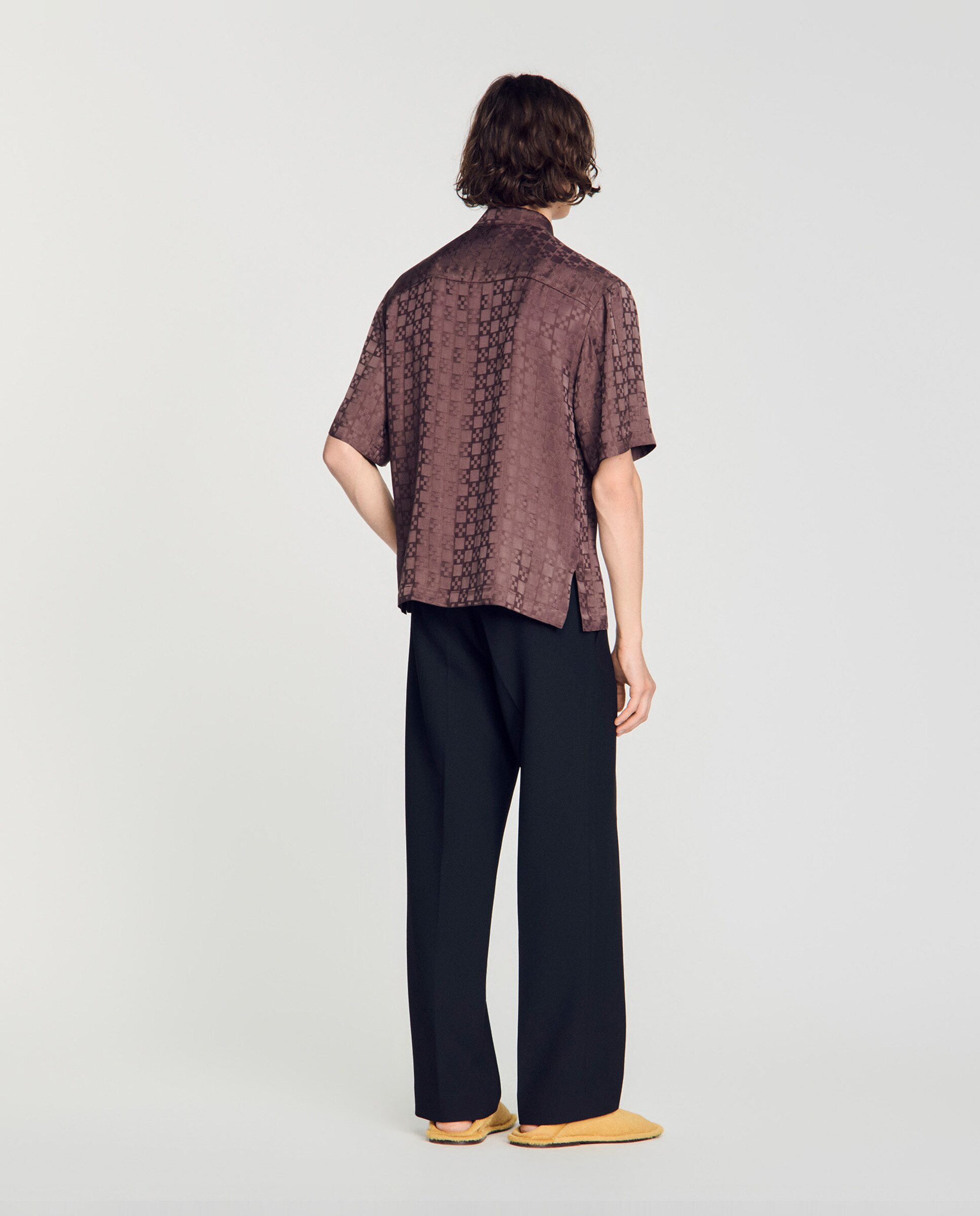 Camisa de hombre fluida jacquard de cuadros - Sandro - Marrón oscuro Marrón oscuro-2