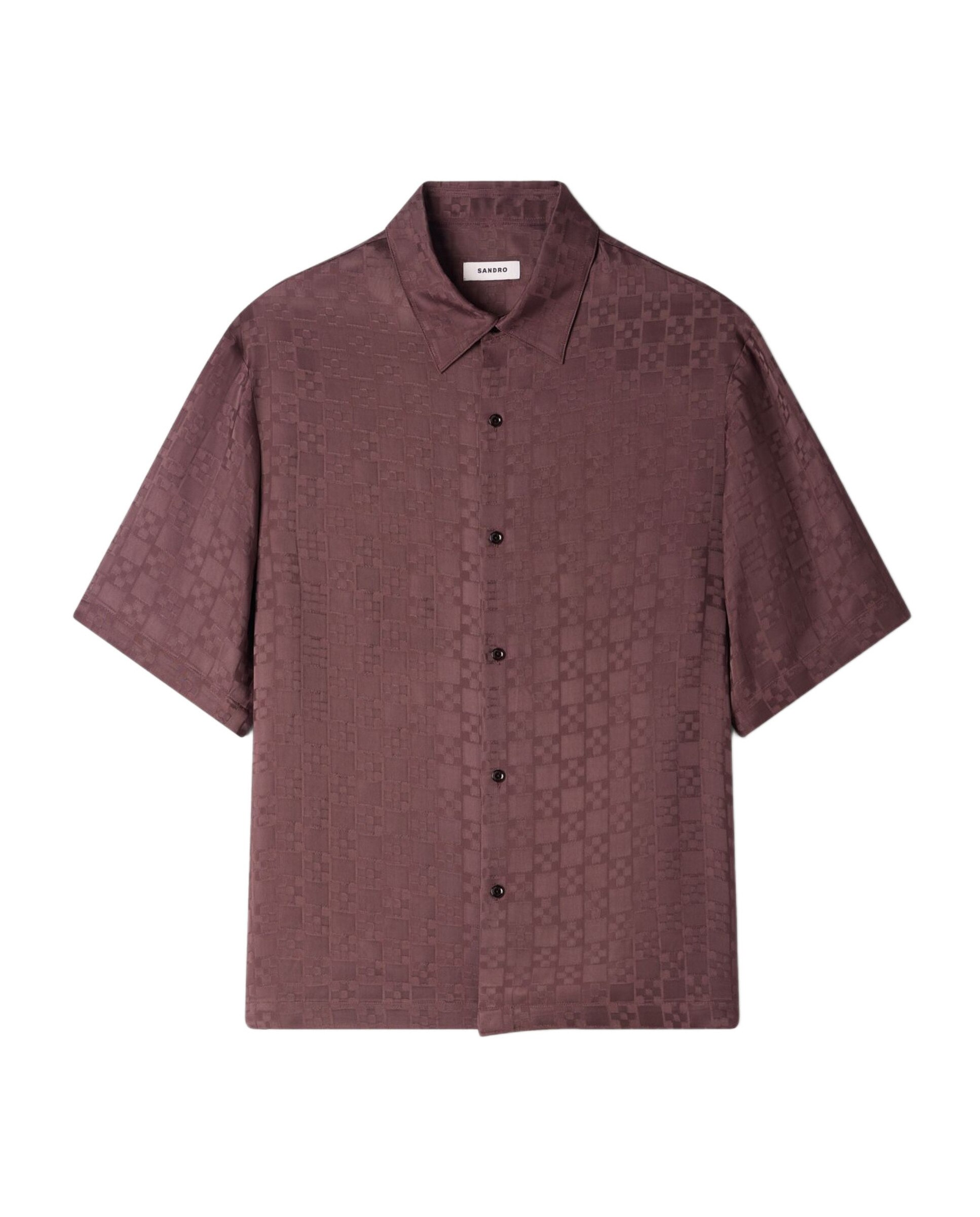 Camisa de hombre fluida jacquard de cuadros - Sandro - Marrón oscuro Marrón oscuro-6