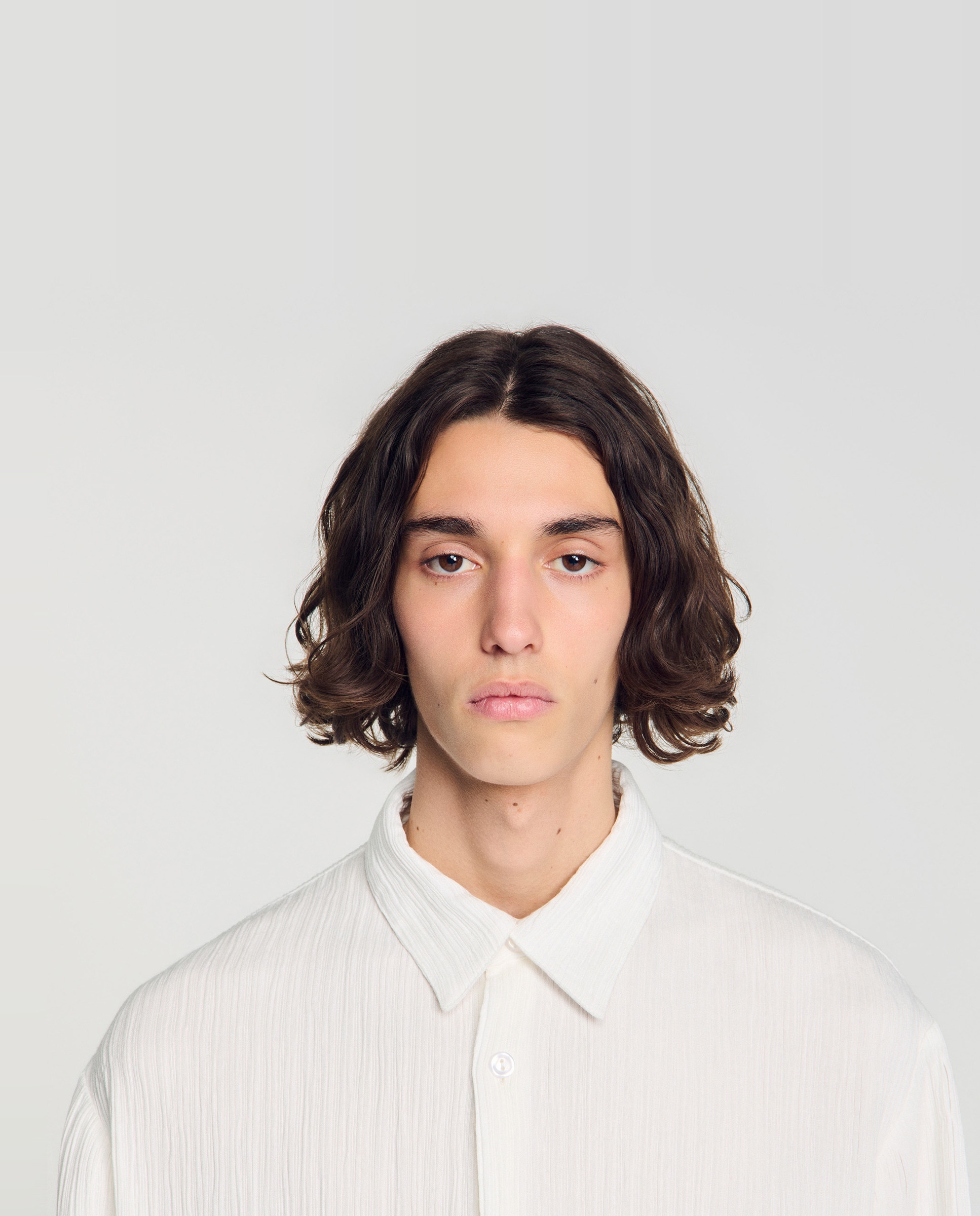 Camisa de lino de hombre fluida efecto arrugado - Sandro - Blanco Blanco-5