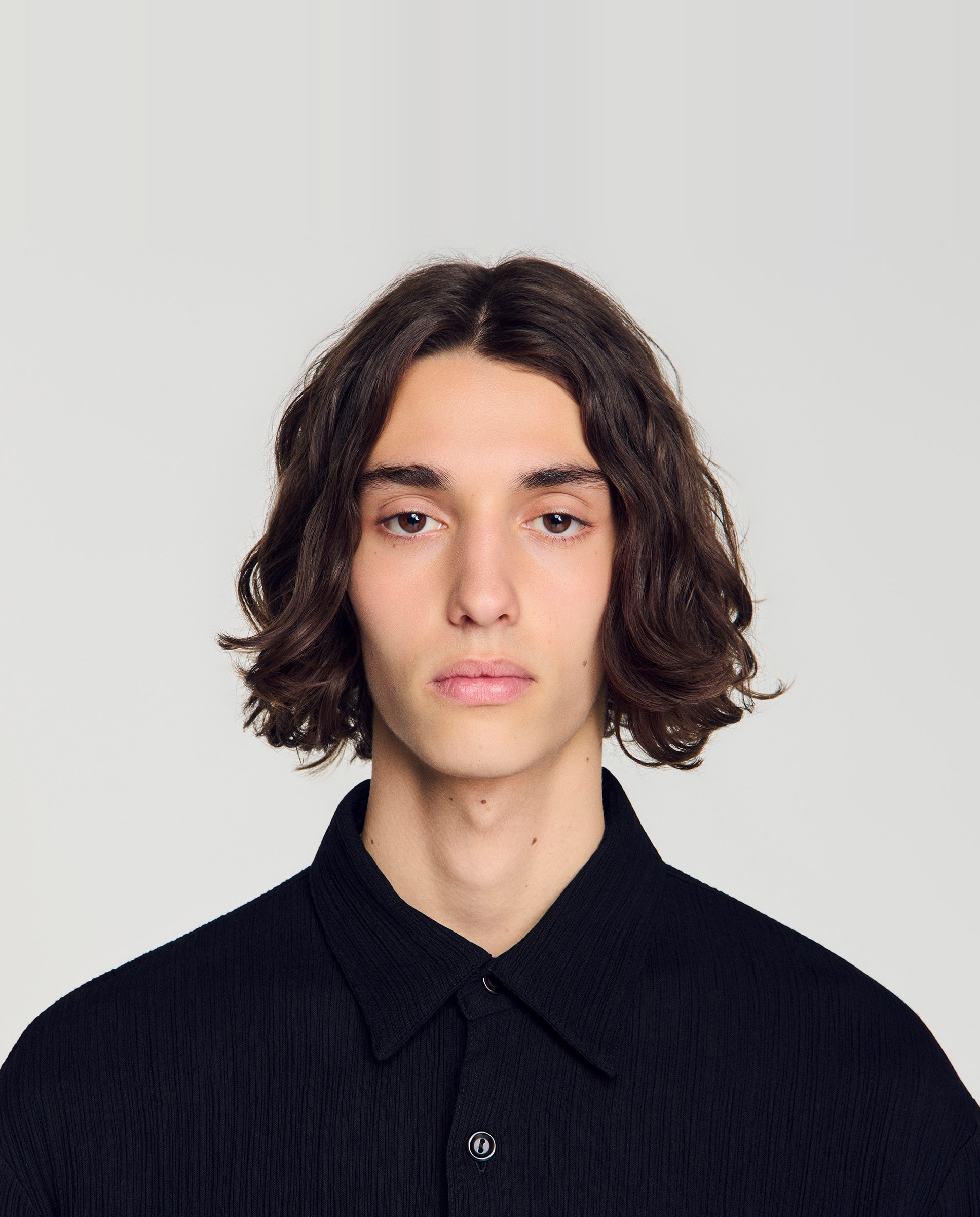 Camisa de lino de hombre fluida efecto arrugado - Sandro - Negro Negro-5
