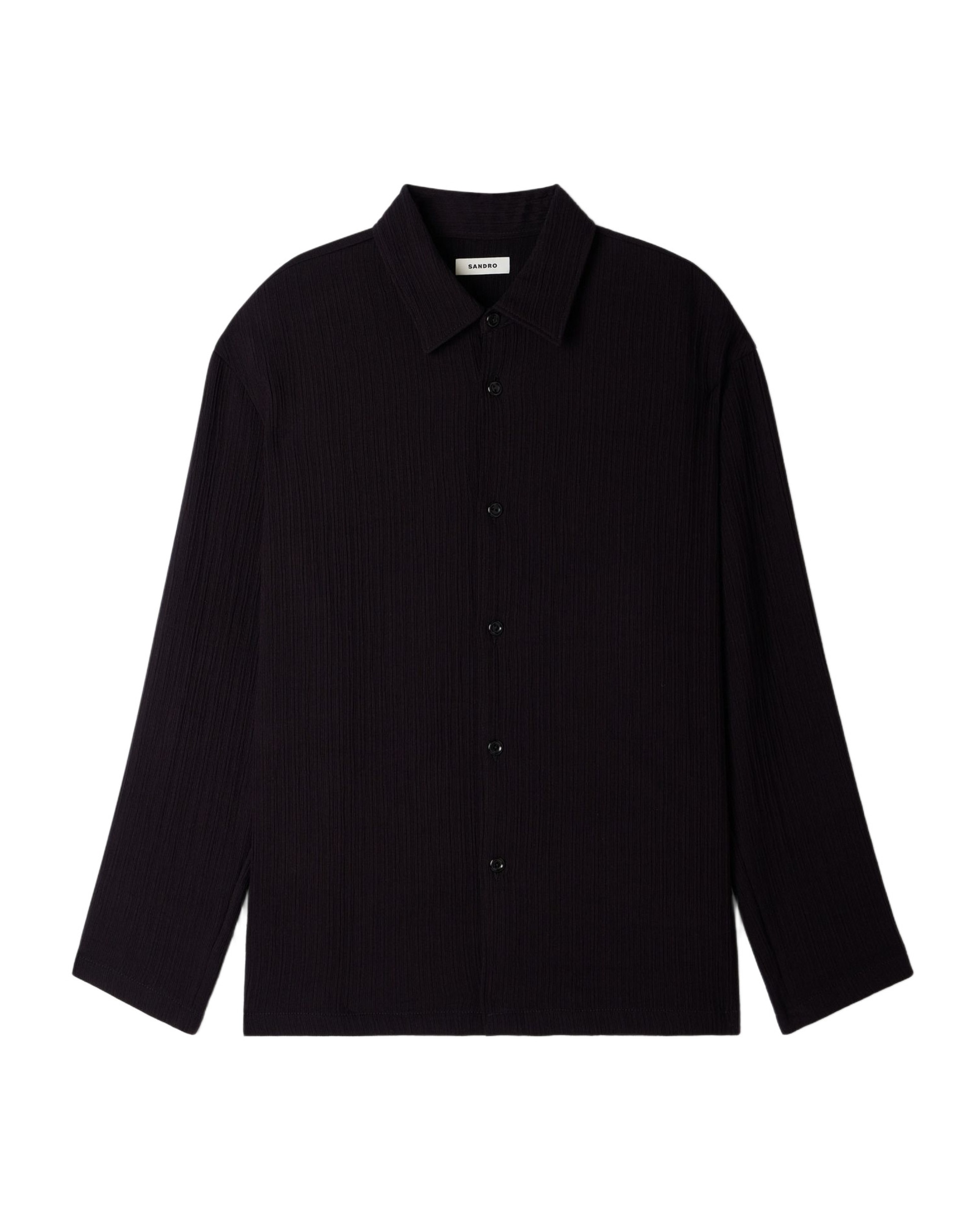 Camisa de lino de hombre fluida efecto arrugado - Sandro - Negro Negro-6