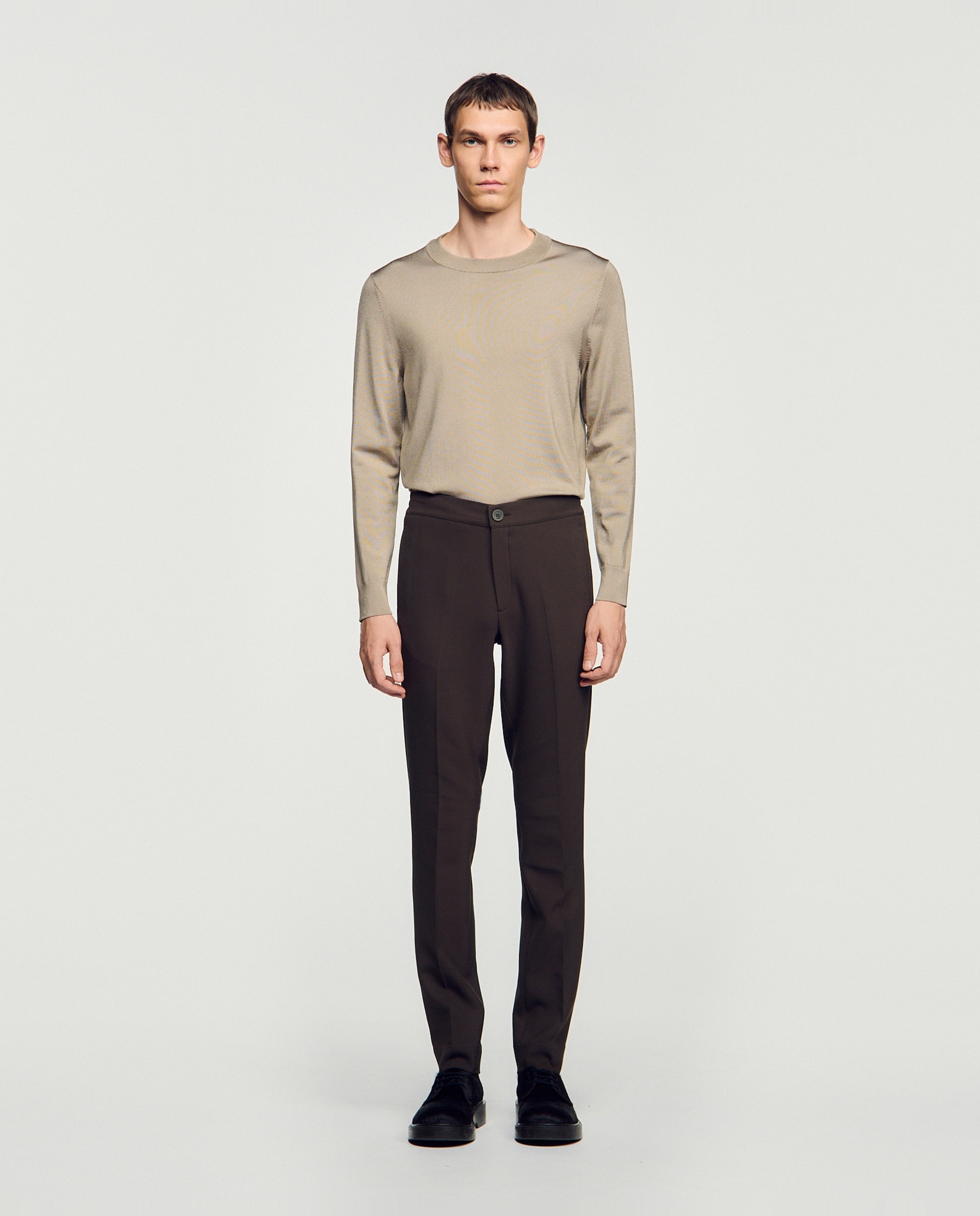 Pantalón de vestir de hombre recto de punto - Sandro - Gris oscuro Gris oscuro-1