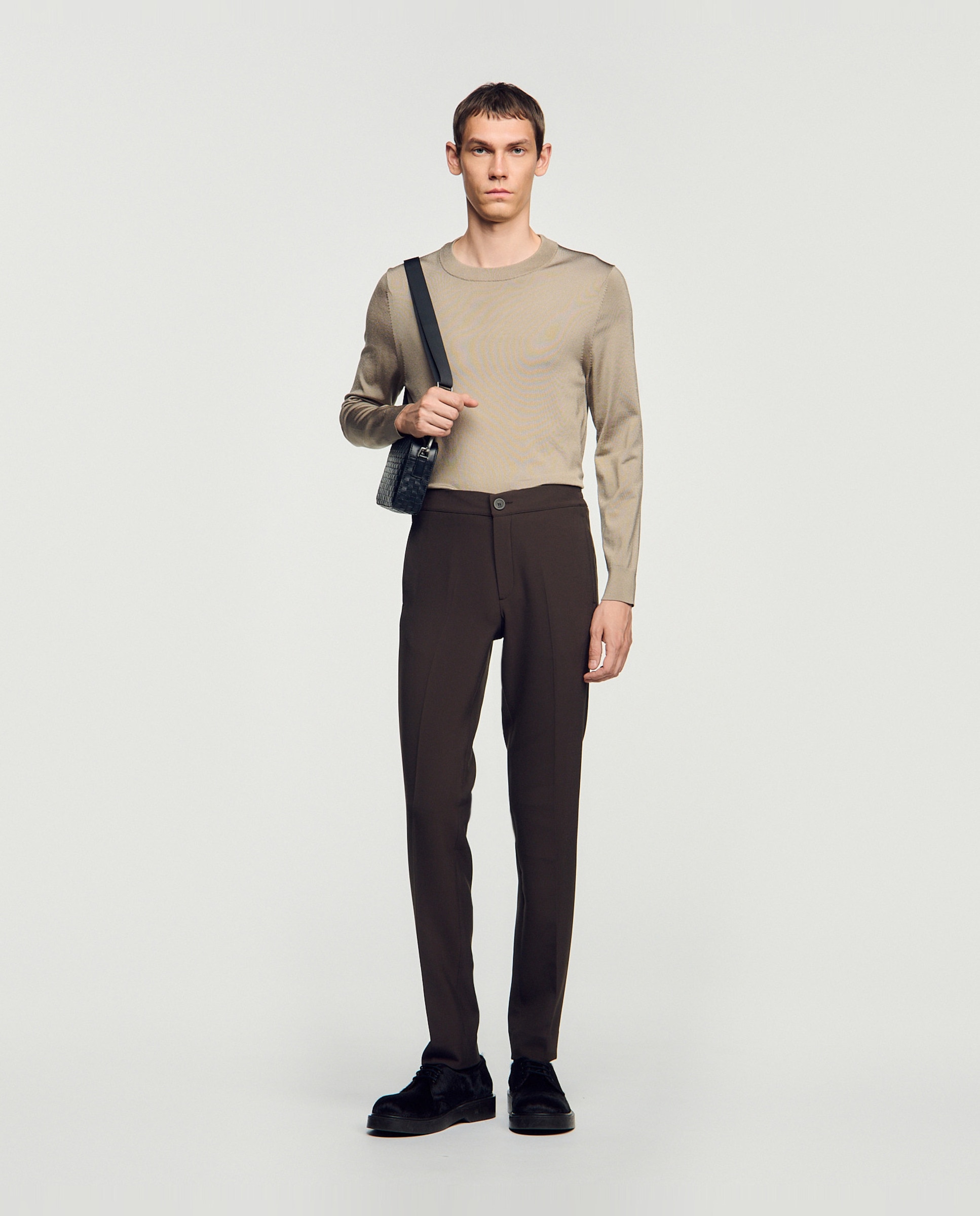 Pantalón de vestir de hombre recto de punto - Sandro - Gris oscuro Gris oscuro-2