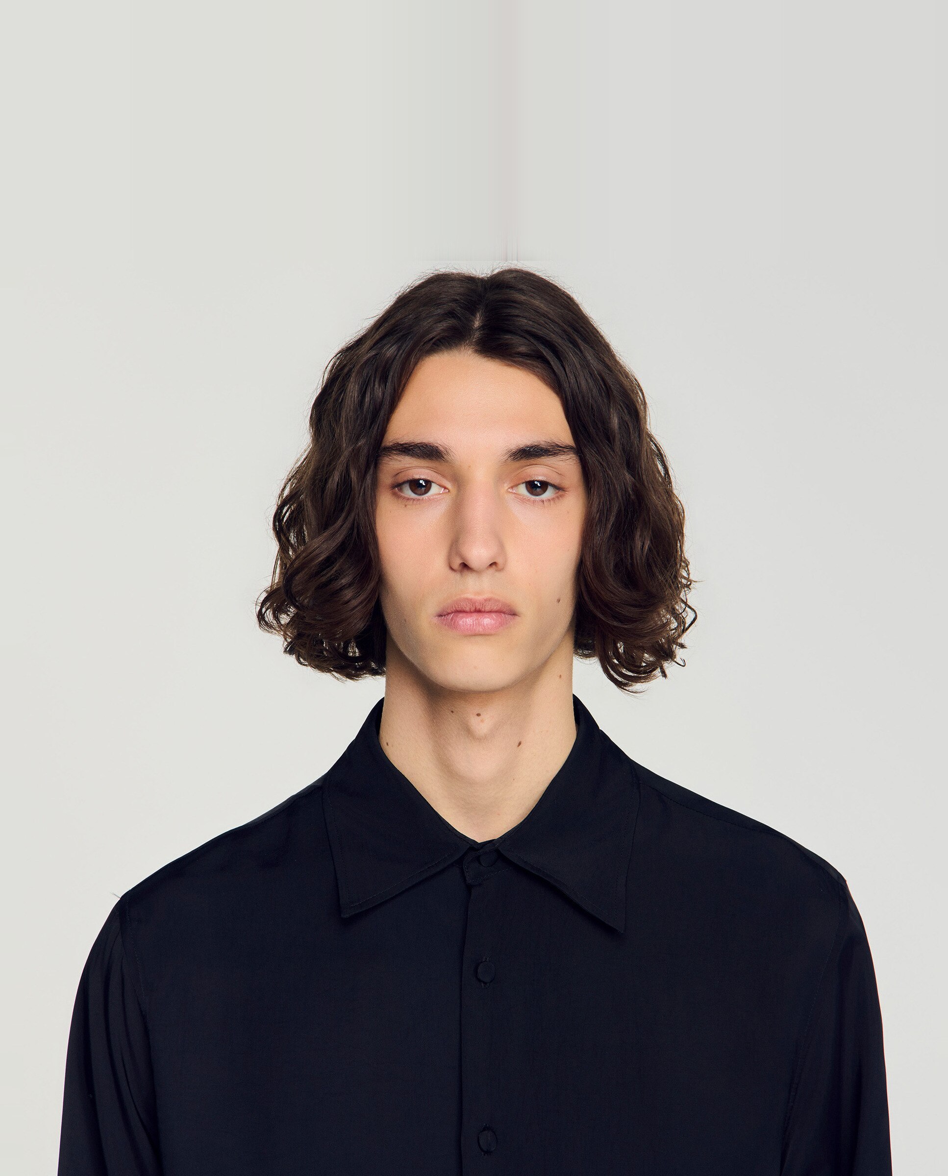 Camisa de vestir de hombre corte fluido manga larga - Sandro - Negro Negro-5
