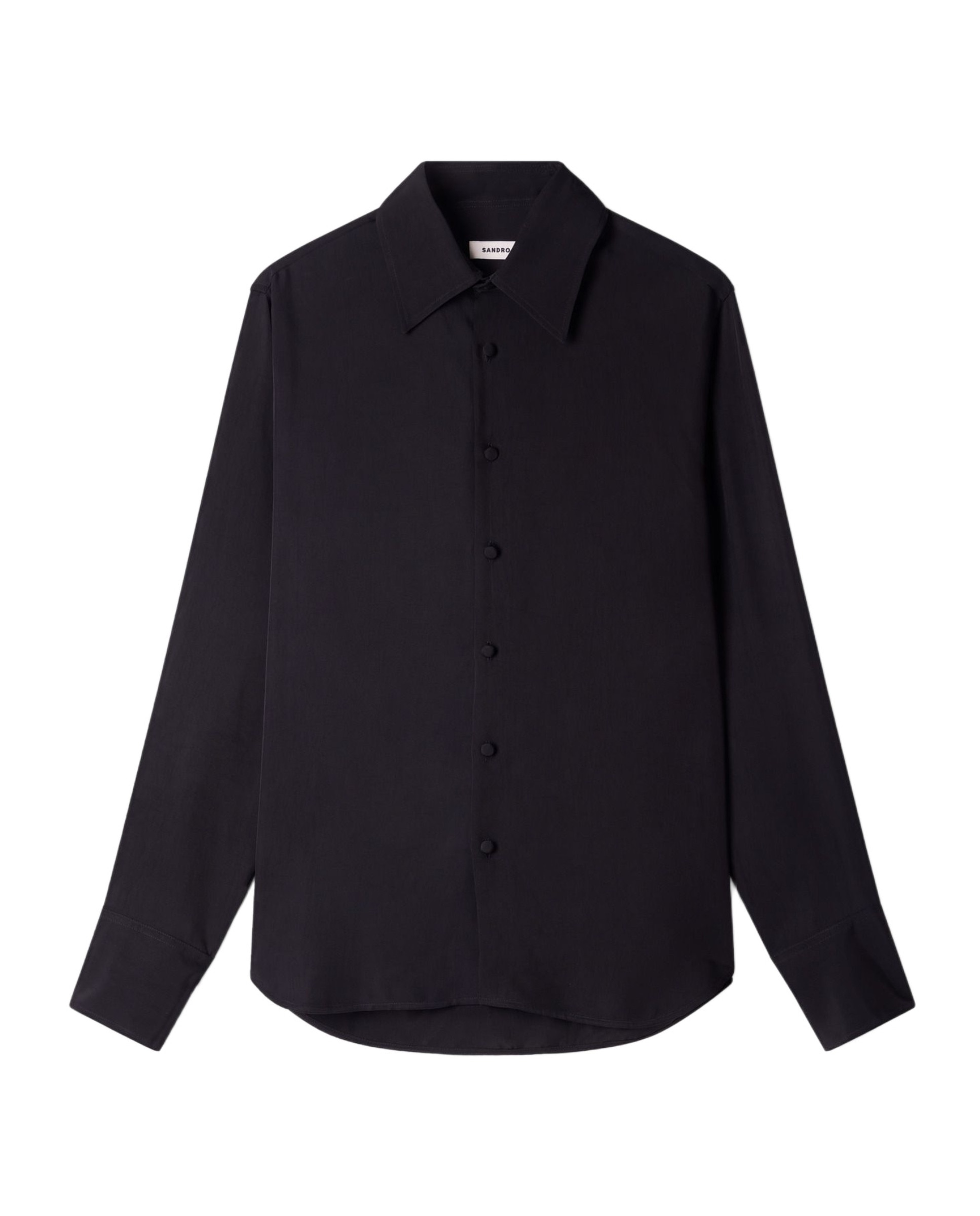 Camisa de vestir de hombre corte fluido manga larga - Sandro - Negro Negro-6