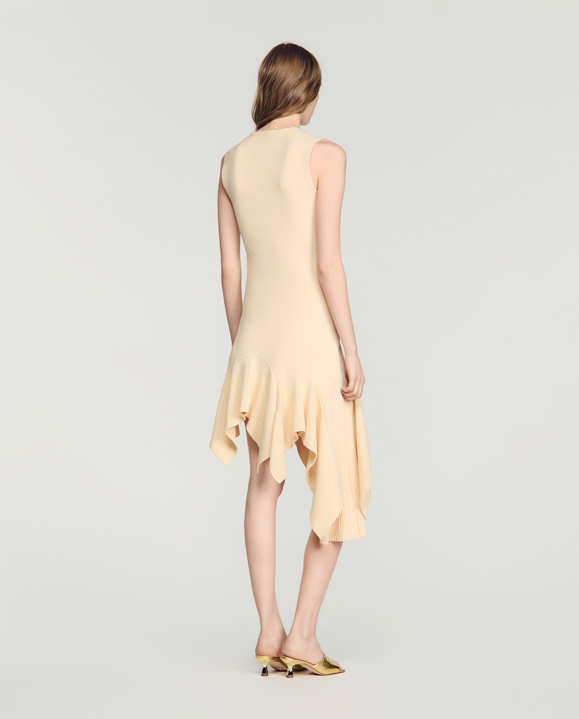 Vestido asimétrico acampanado - Sandro - Beige Beige-2