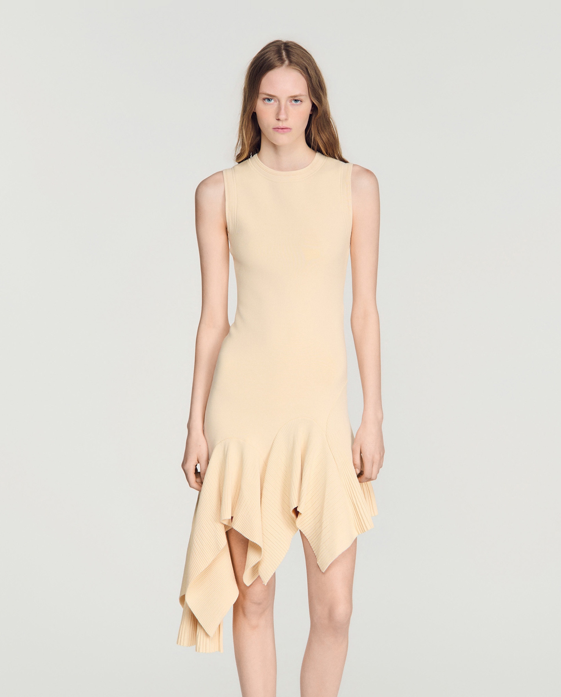 Vestido asimétrico acampanado - Sandro - Beige Beige-3