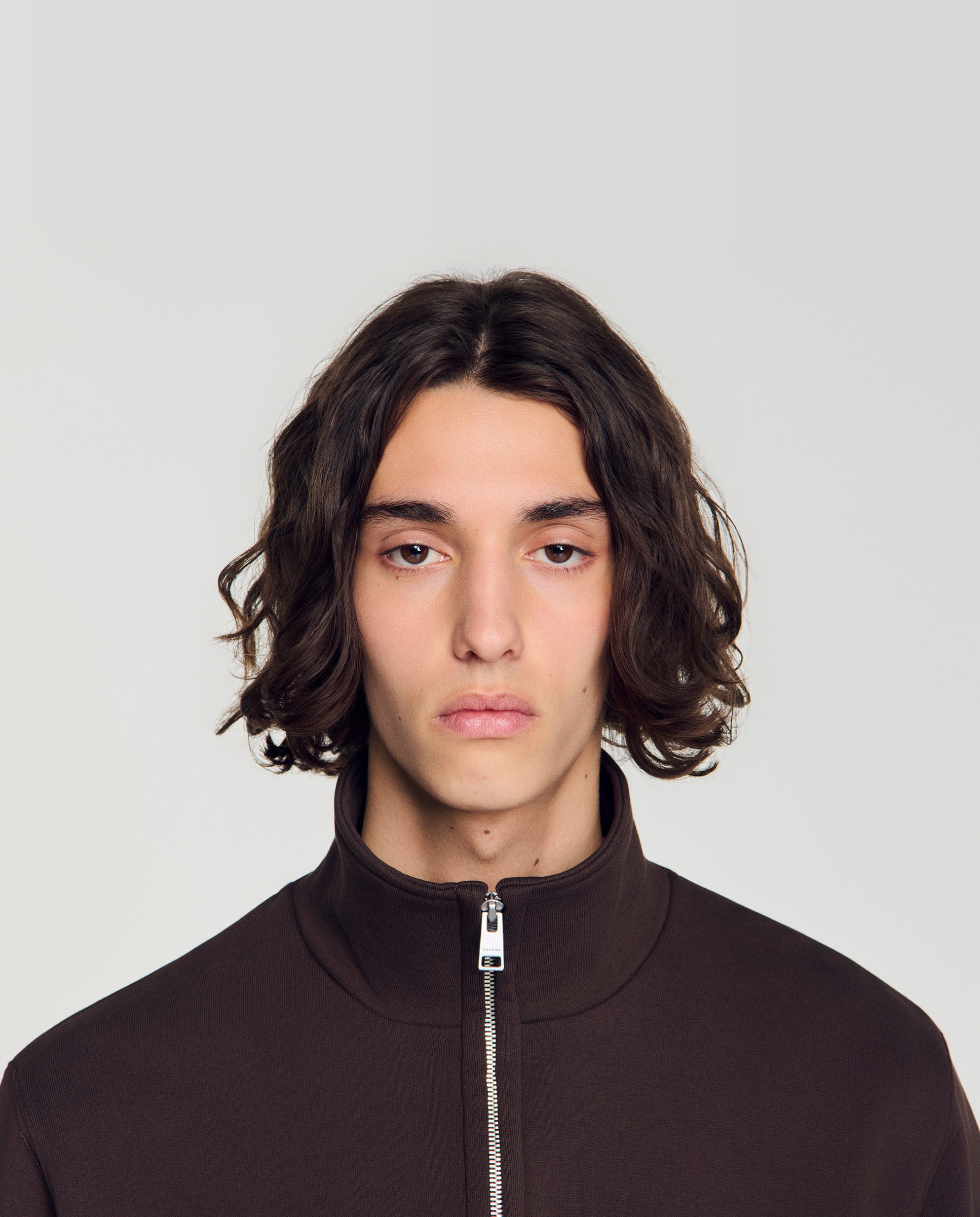 Sudadera con cremallera de hombre de algodón de corte clásico - Sandro - Marrón oscuro Marrón oscuro-5