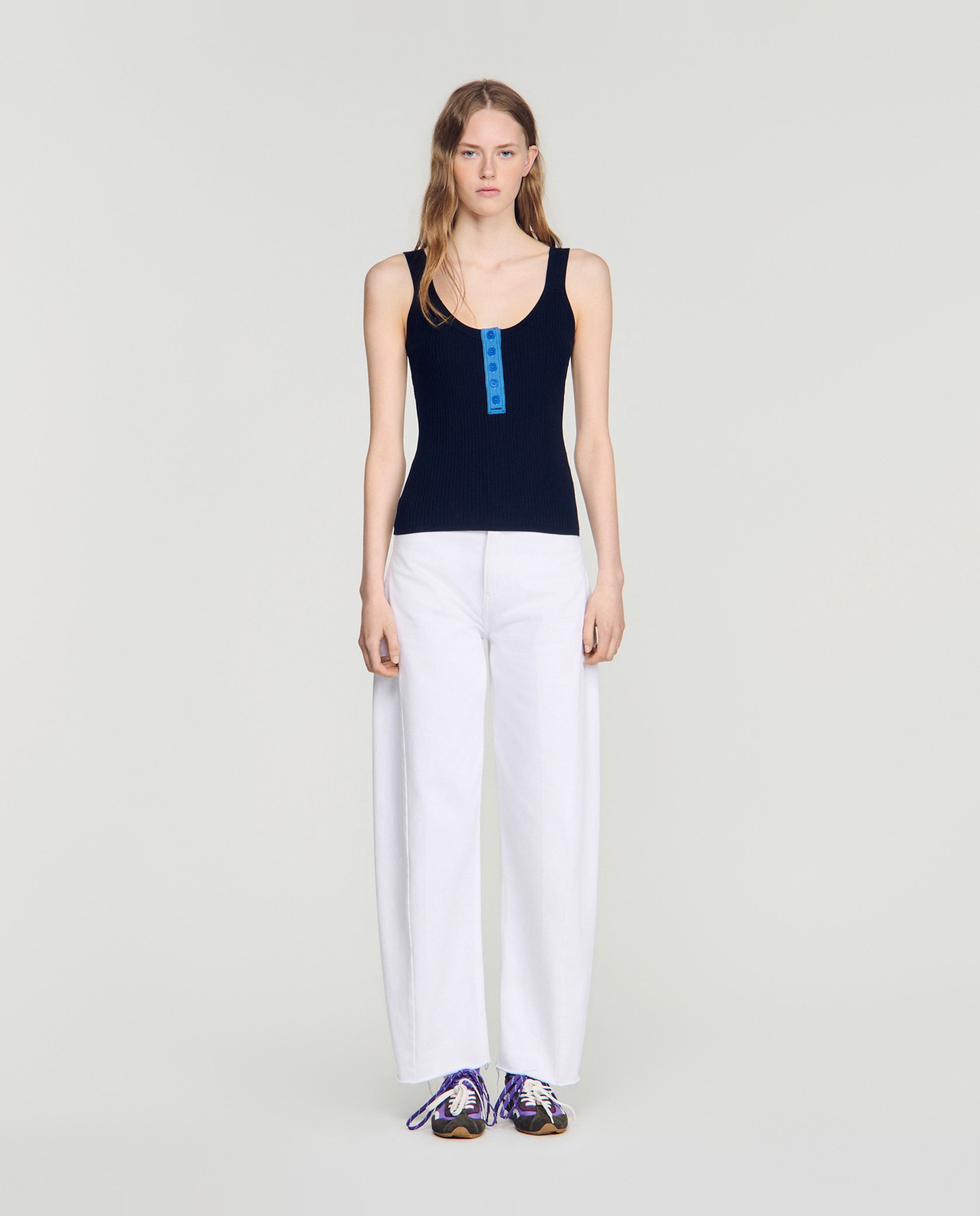 Top de mujer de tirantes con botones a contraste - Sandro - Azul marino Azul marino-3