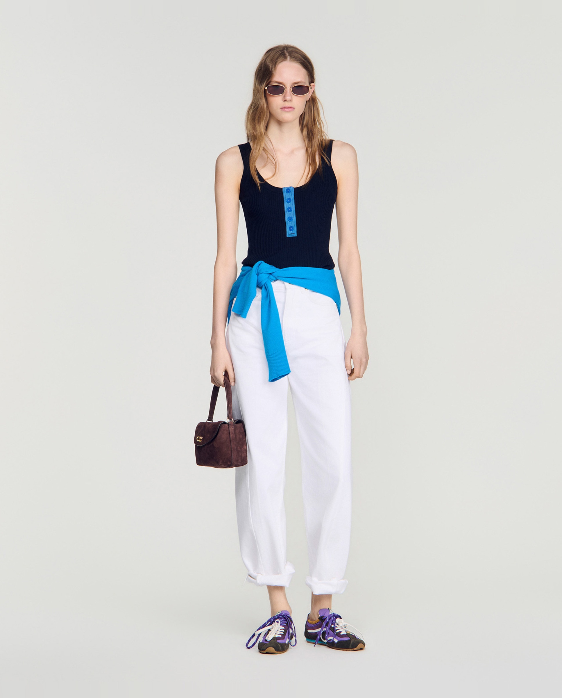 Top de mujer de tirantes con botones a contraste - Sandro - Azul marino Azul marino-5