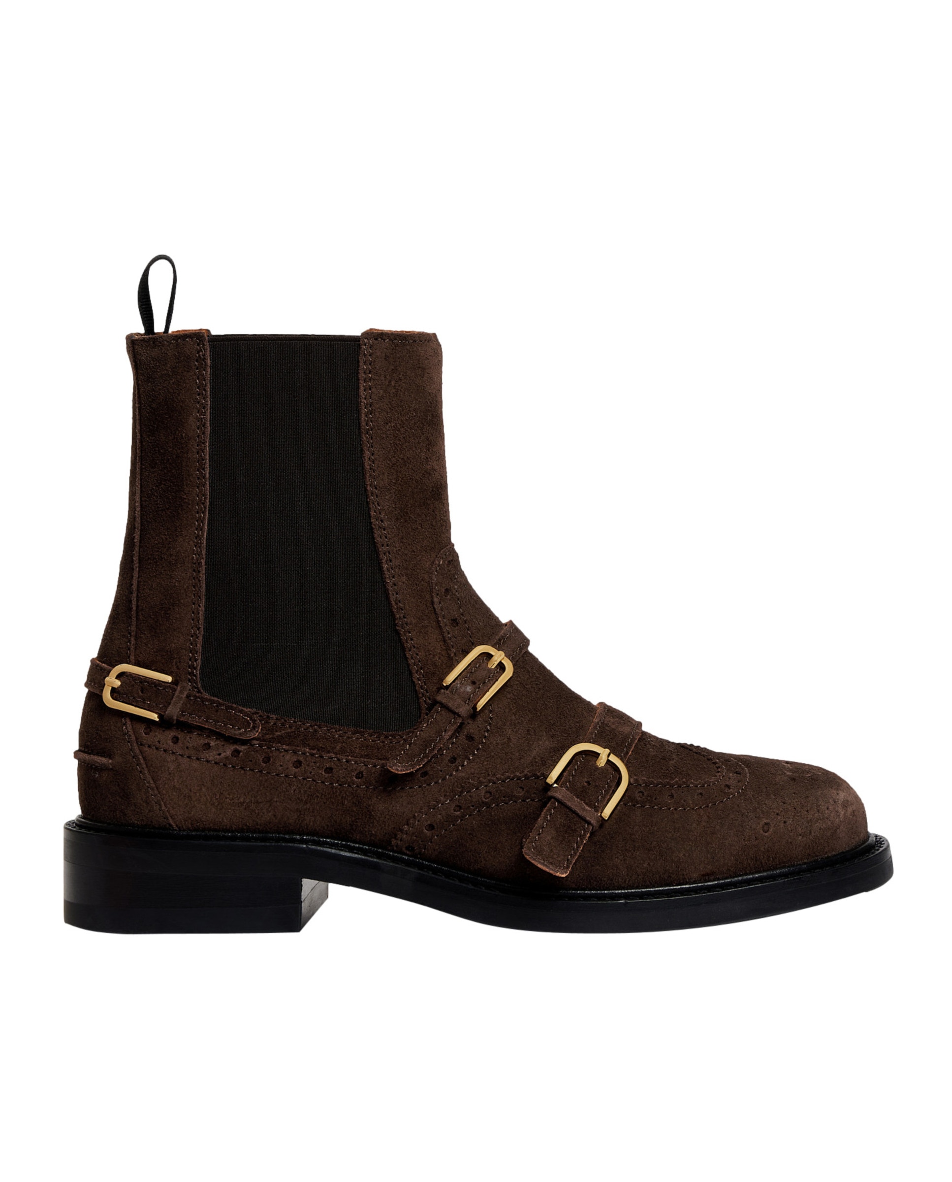 Imagen 0 de Botines chelsea de mujer de cuero y hebillas Marrón