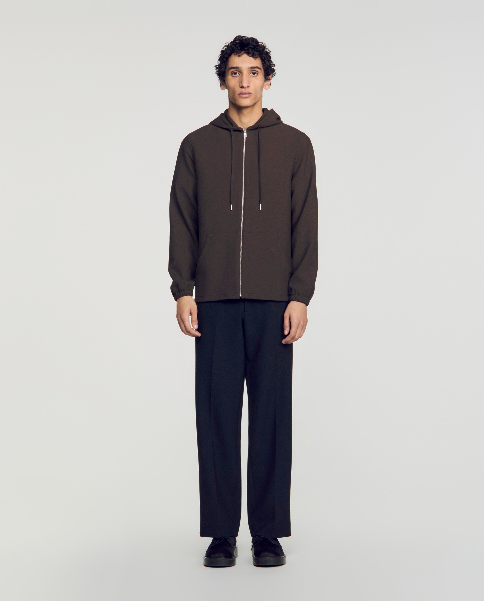 Sudadera stretch de hombre con capucha y cremallera - Sandro - Gris oscuro Gris oscuro-3
