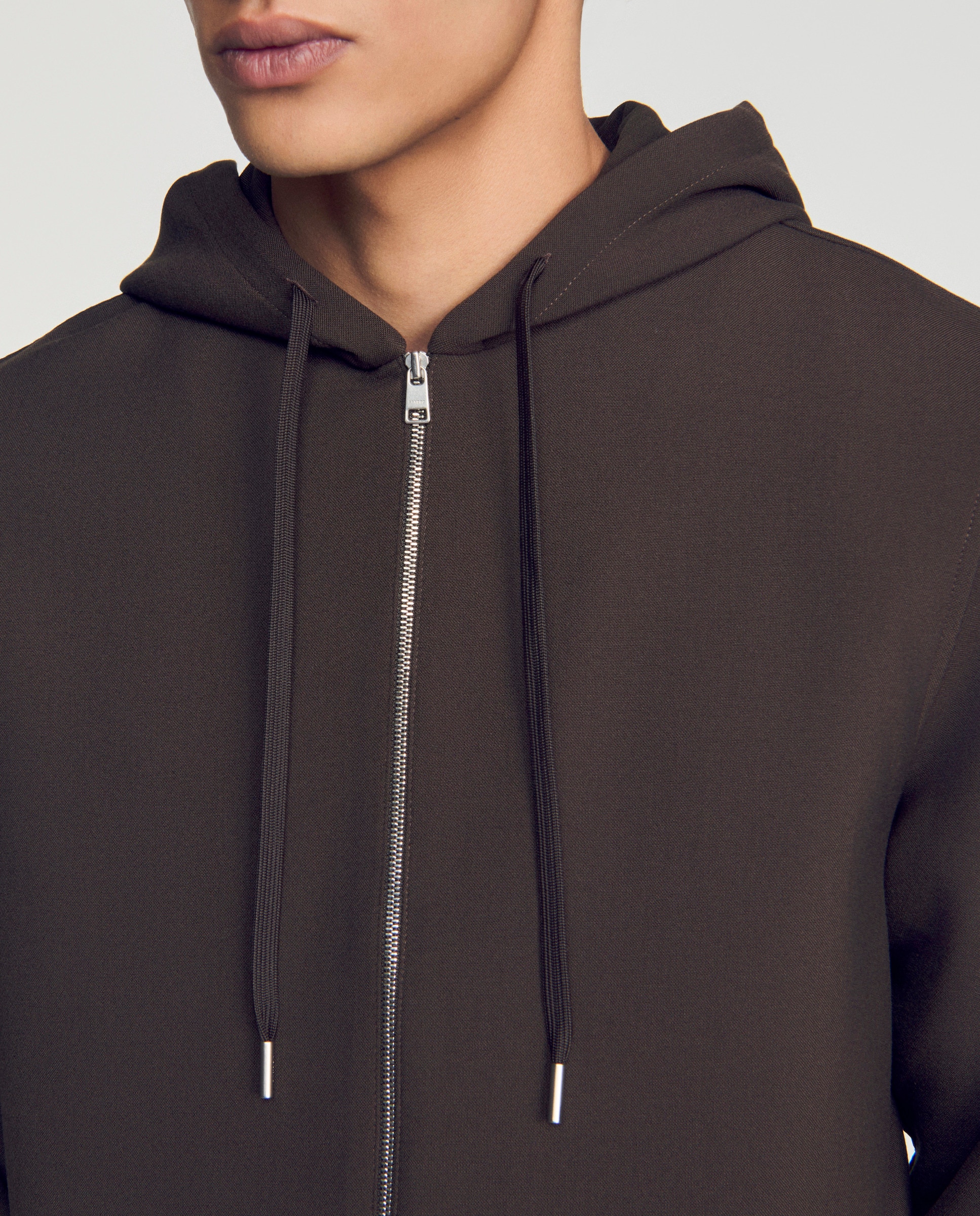 Sudadera stretch de hombre con capucha y cremallera - Sandro - Gris oscuro Gris oscuro-4