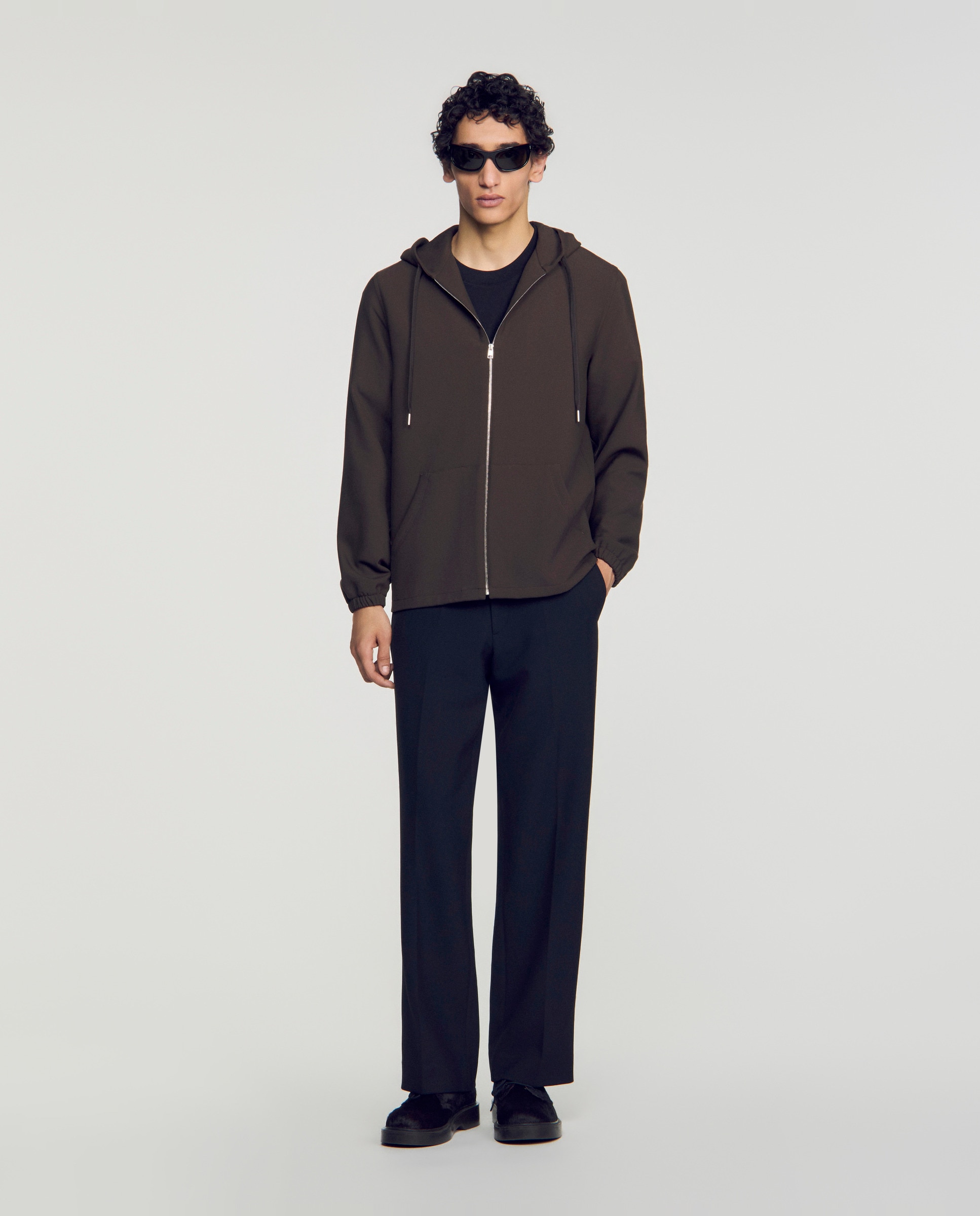 Sudadera stretch de hombre con capucha y cremallera - Sandro - Gris oscuro Gris oscuro-5